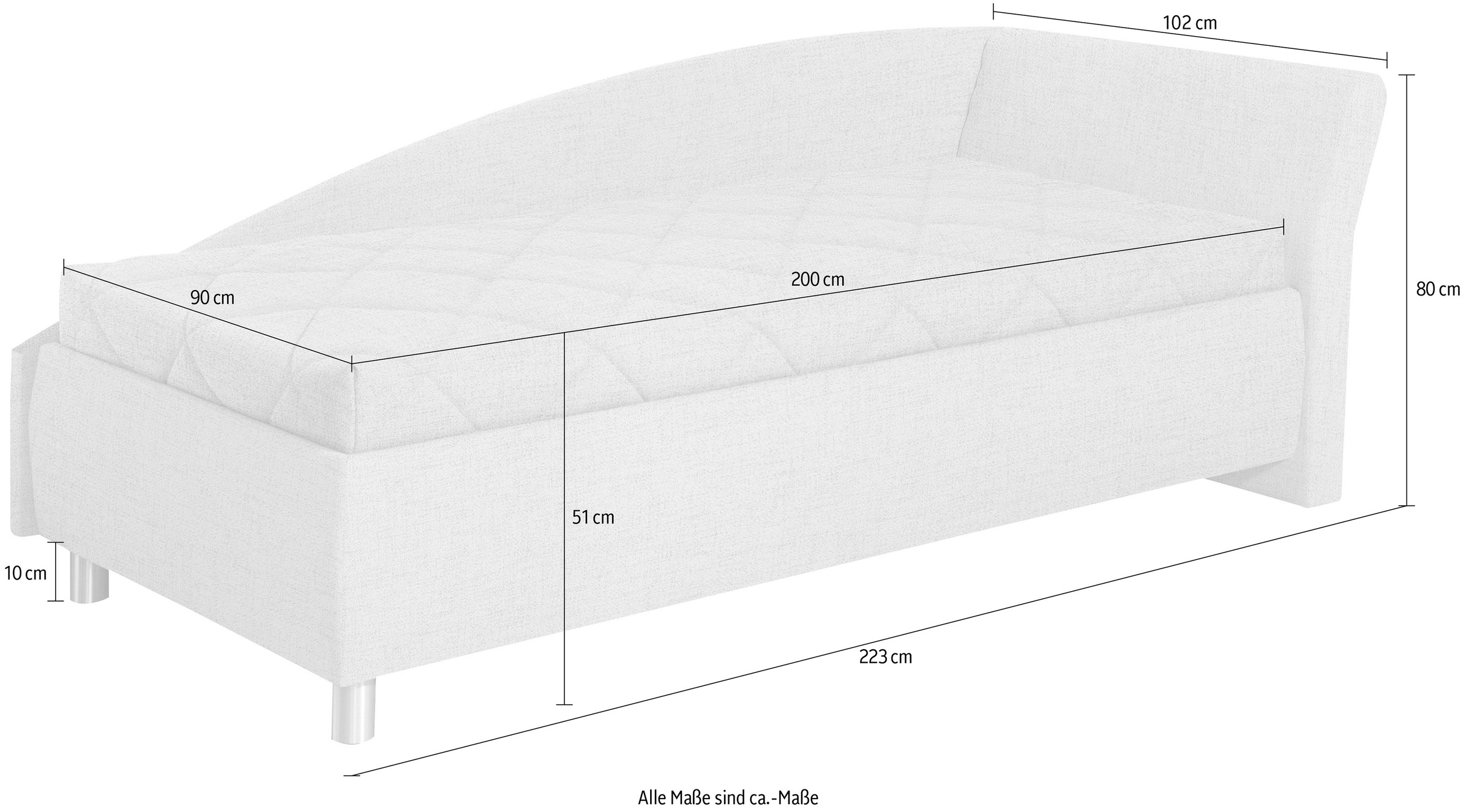 alina Schlafsofa »Lindsay«, Bettkasten, Zierkissen-Set aus: 2 Stk. 40x40cm, 1 Stk. 30x30cm