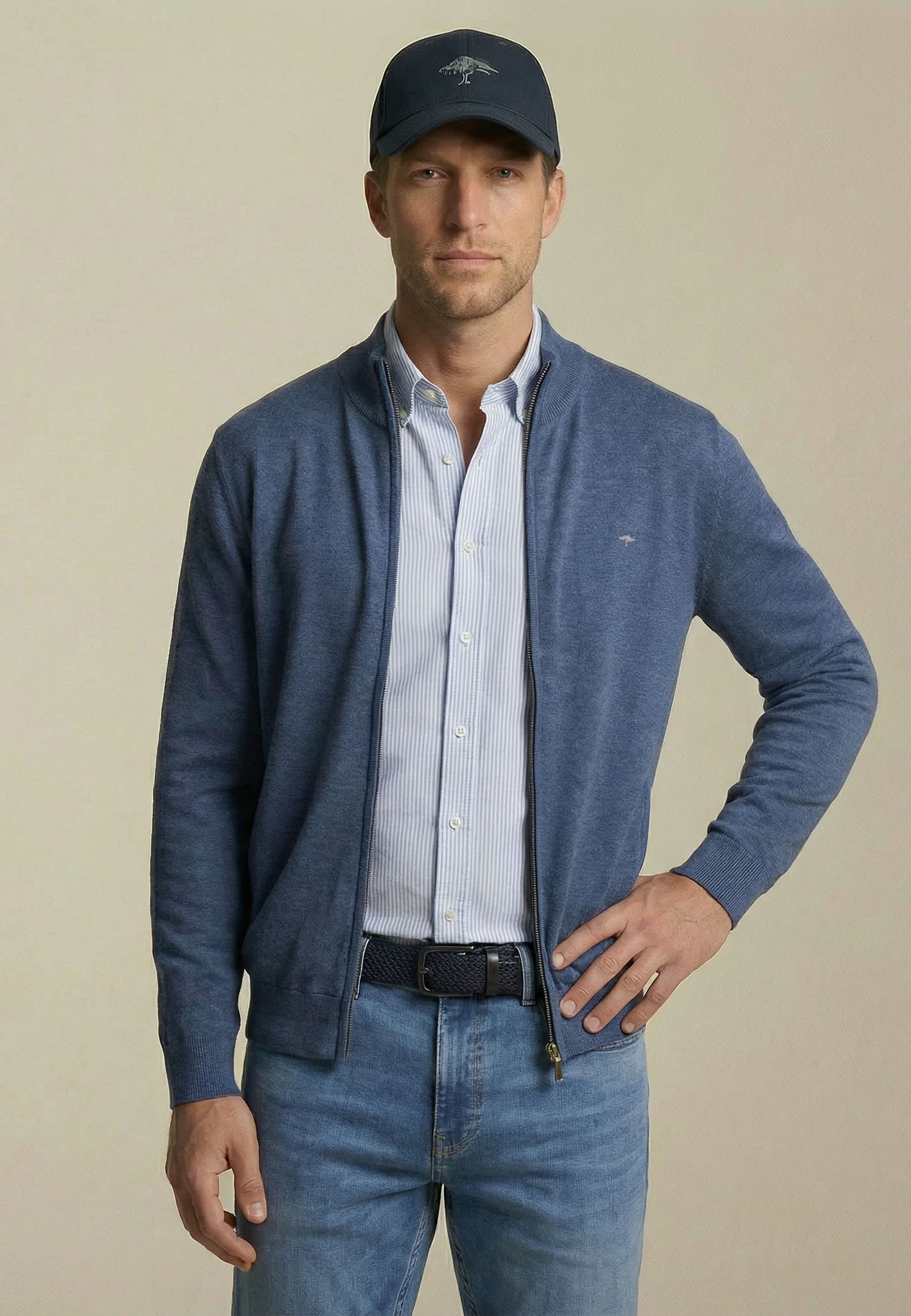 FYNCH-HATTON Strickjacke bequeme Passform, mit Stehkragen, mit Eingrifftaschen