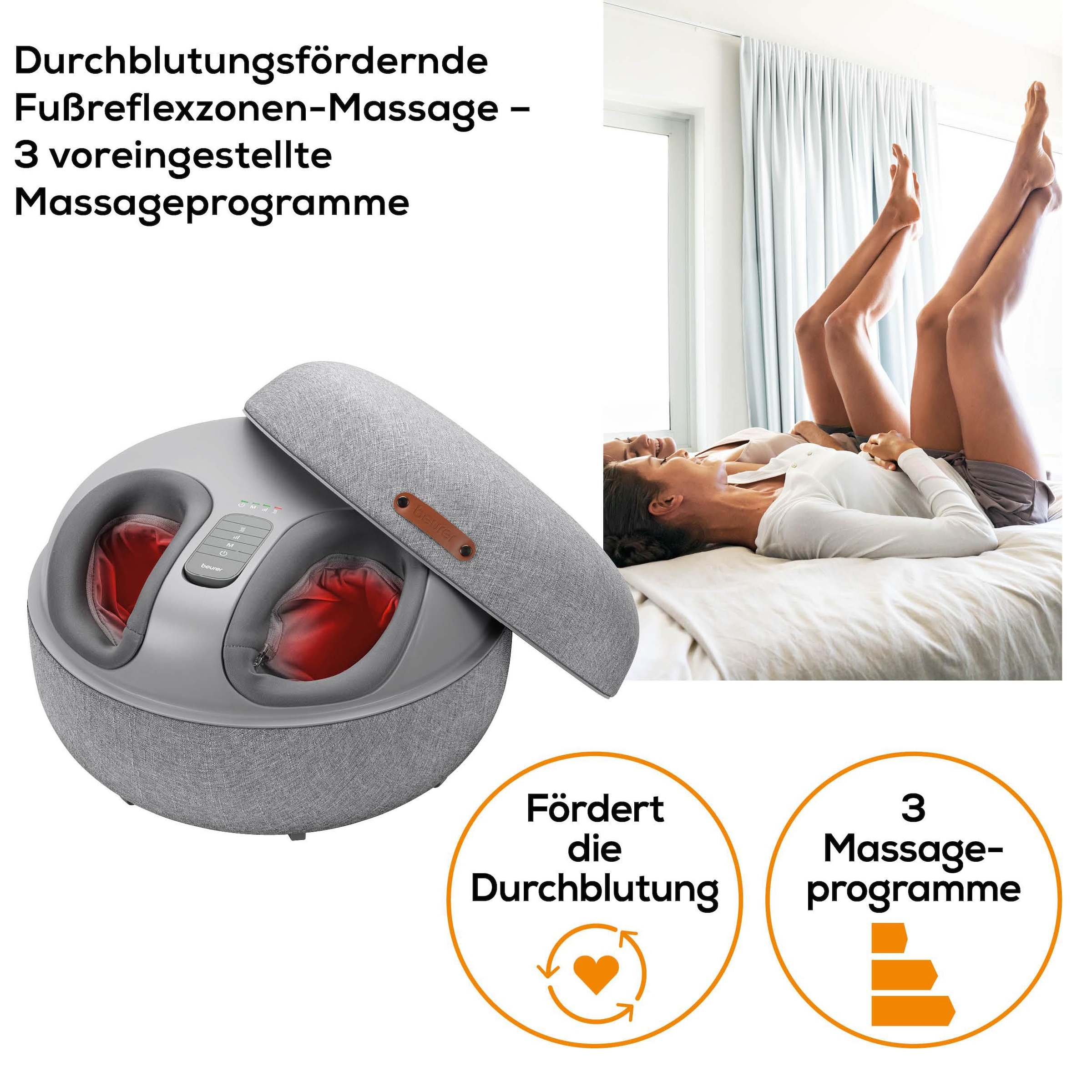 BEURER Shiatsu-Fußmassagegerät »FM 120 2-in-1: stylischer Hocker und Massagegerät«, Mit Luftkompressionsmassage und Shiatsu-Massage, inkl. Wärmefunktion