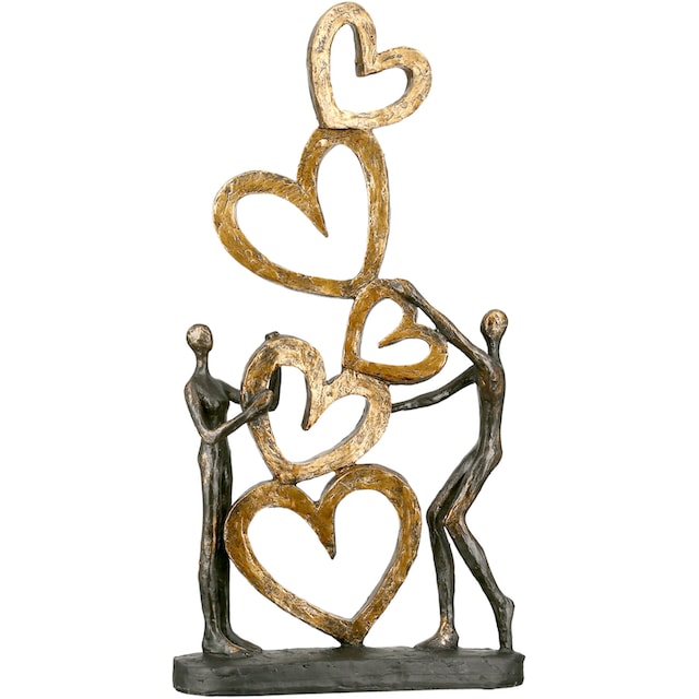 Casablanca by Gilde Dekofigur »Skulptur Herz auf Herz, gold/schwarz«, (1 St.),  Dekoobjekt, Höhe 41, Wohnzimmer auf Raten kaufen