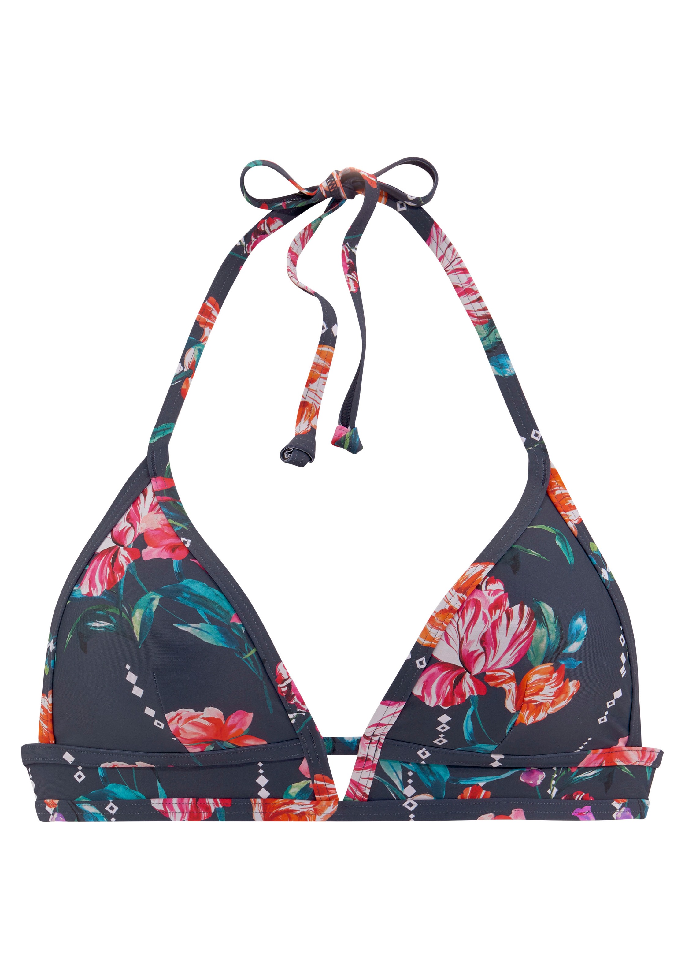Sunseeker, Damen, Triangel-Bikini-Top »Modern« mit floralem Design, marine-bedruckt, Cup A/B, 36 - Cup A/B, marine-bedruckt, Mit modernem Blumenprint