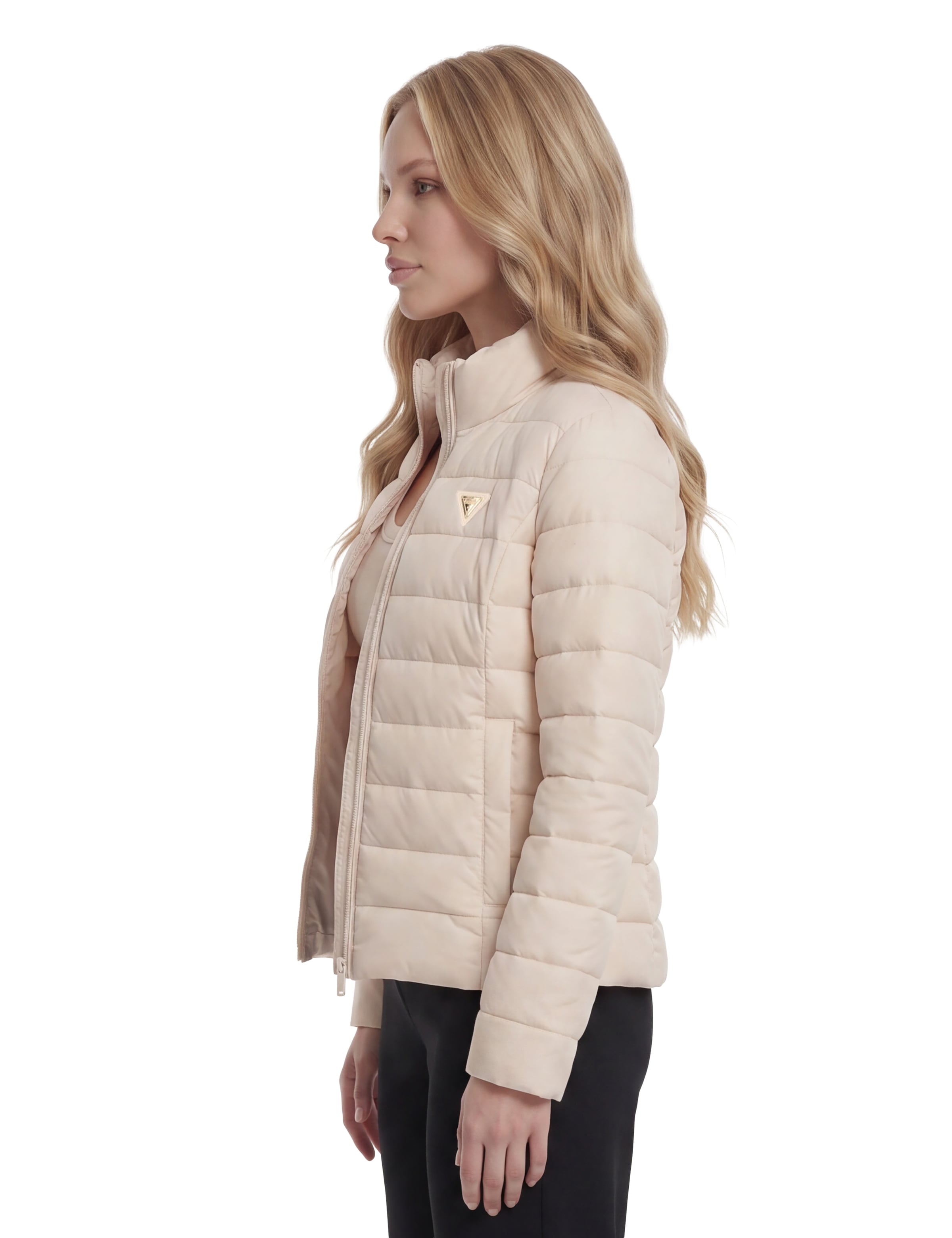 Guess Steppjacke »SOLID HEAVY DIANN PUFFER JACKE« mit Kapuze mit Stehkragen, gefüttert