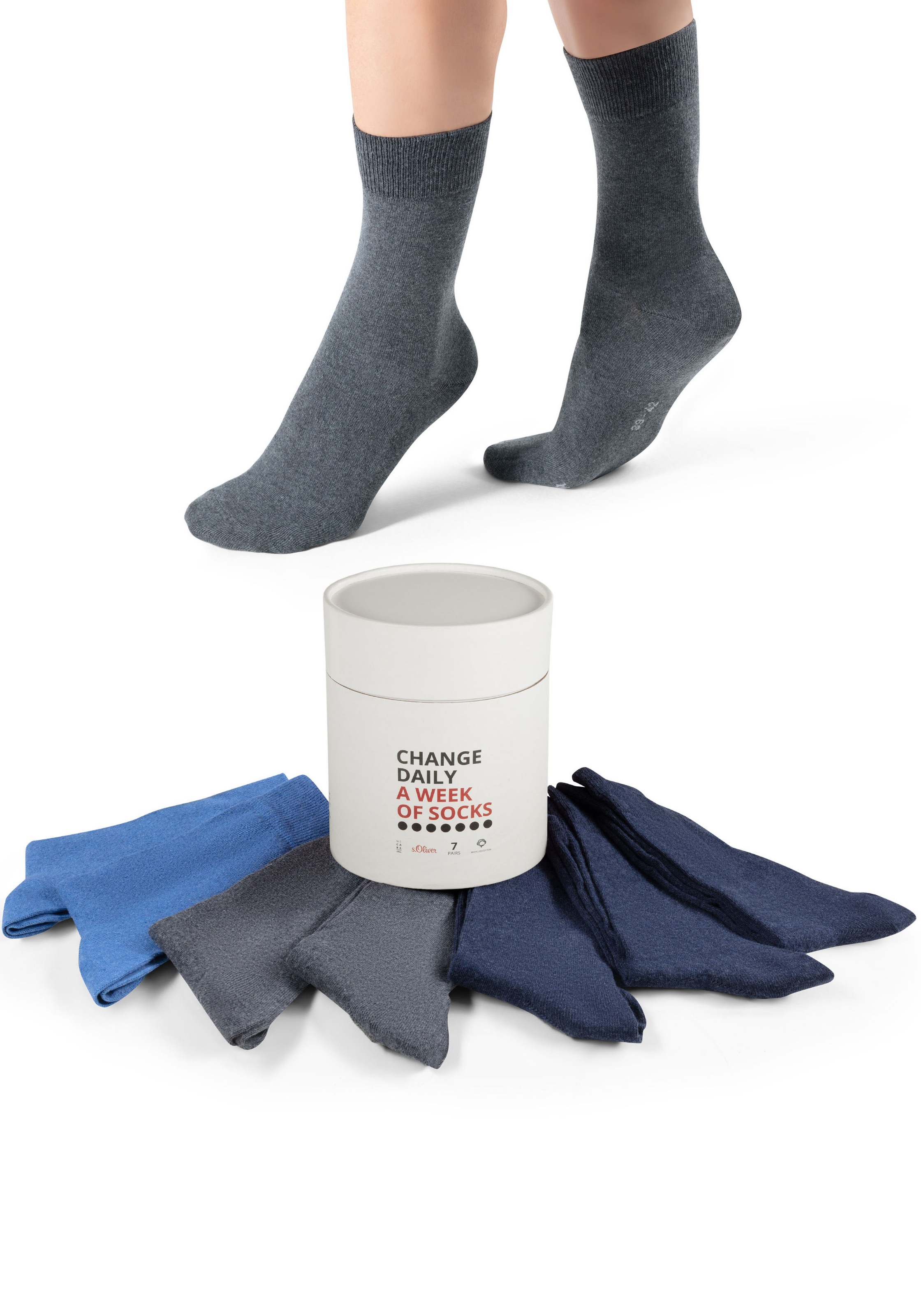 s.Oliver Sneakersocken »essentials«, (7 Paar), mit nahtlosem Zehenbereich