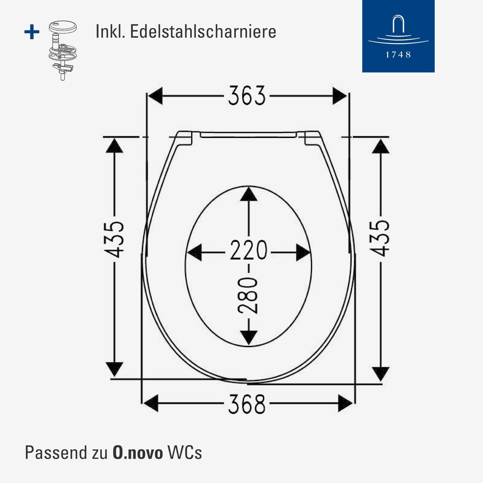 Villeroy & Boch WC-Sitz »WC-Sitz O.novo 438 x 368 x 49 cm weiß« 1 Stk. tlg. SoftClose, QuickRelease