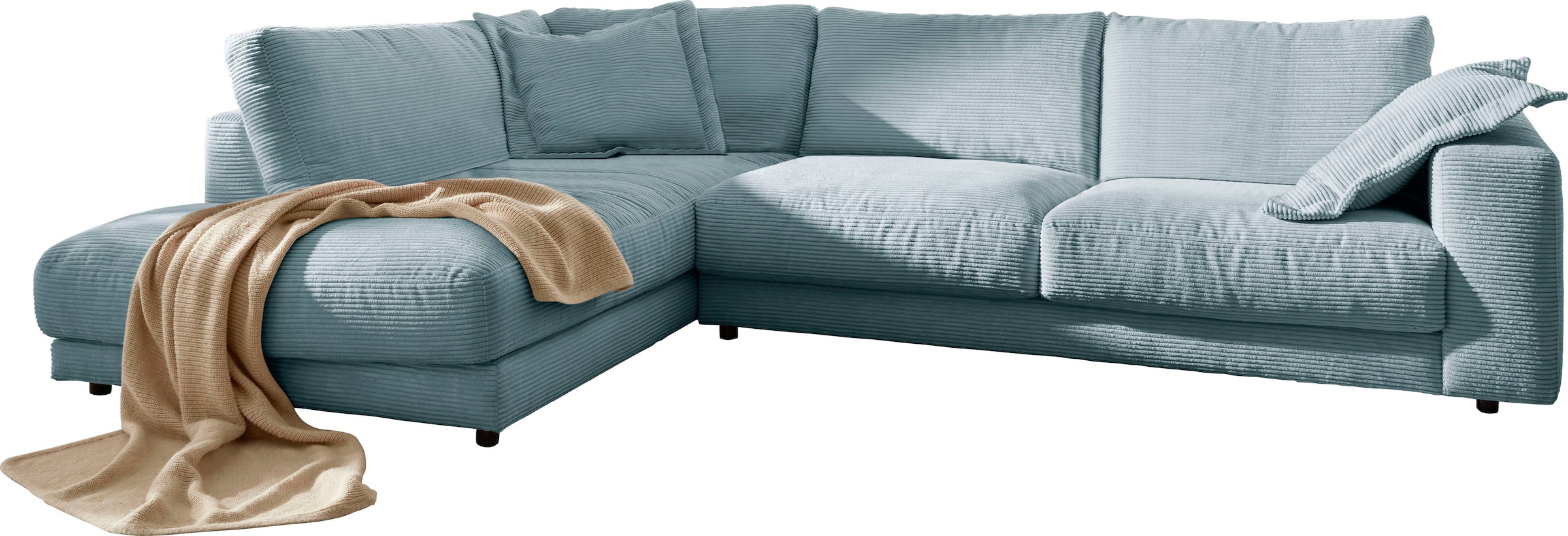 Places of Style Ecksofa »Enisa XXL B/T/H: 325/224/85 cm L-Form«, Kuschelig, gemütlich, in 5 Farben, Bezug in Cord, mit 2 Zierkissen