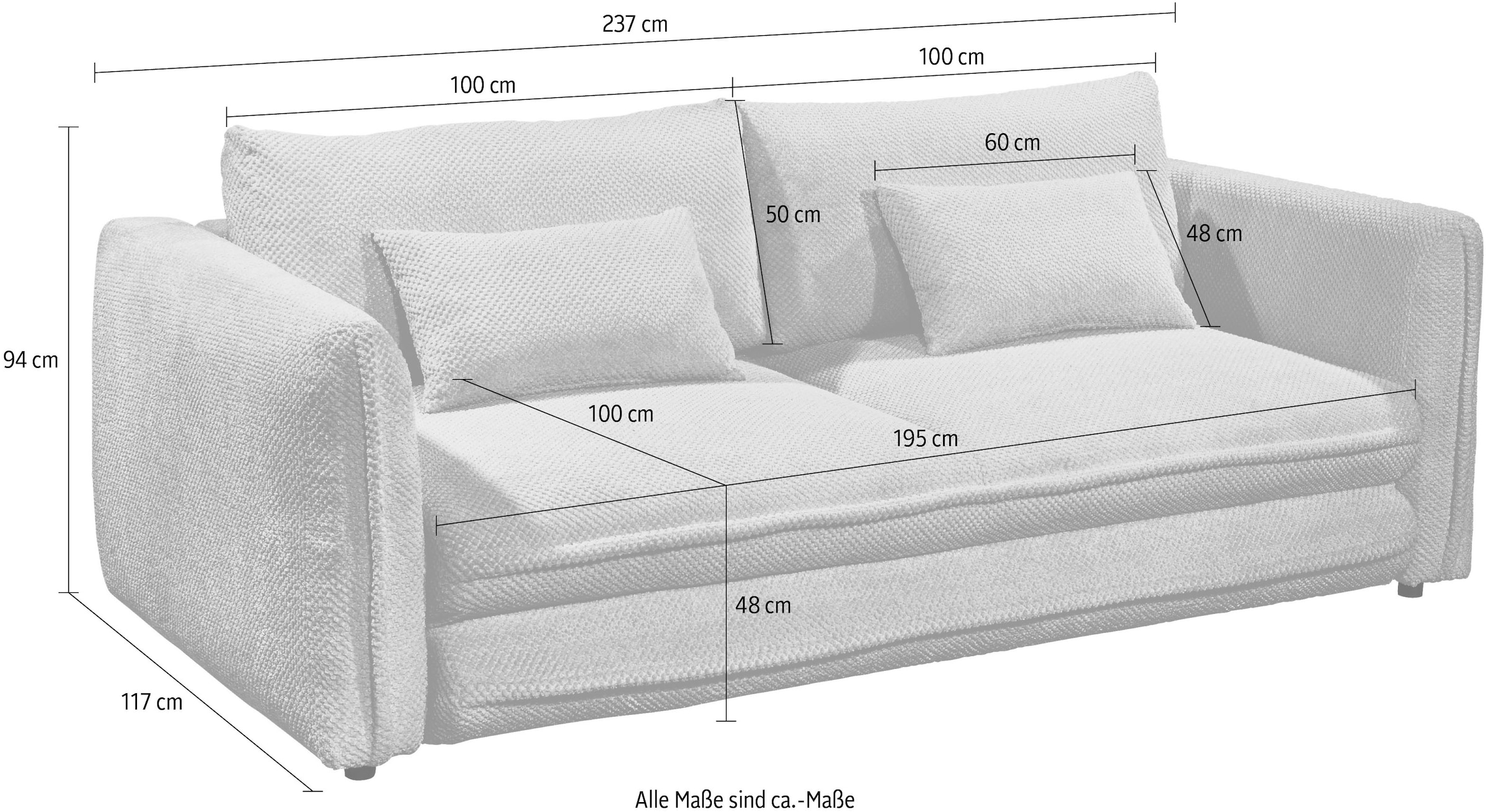 ED EXCITING DESIGN Schlafsofa »Stanley«, frei im Raum stellbar, mit Schlaffunktion und Bettkasten