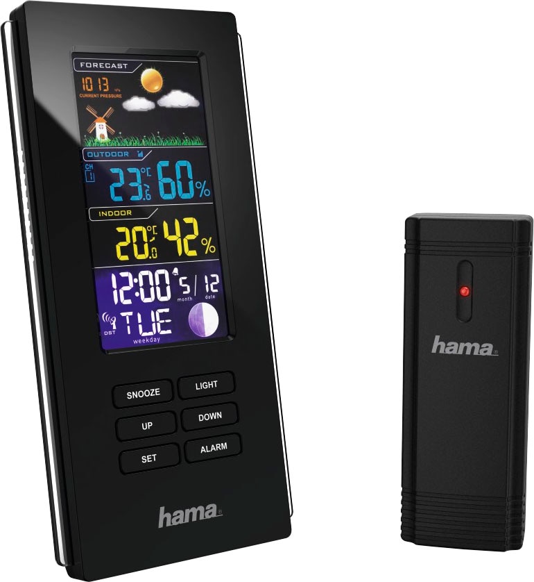 Hama Wetterstation »Außensensor, Funk, Innen-/Außentemperatur, Wettervorhersage«, Außensensor, Funk, Innen-/Außentemperatur, Wettervorhersage