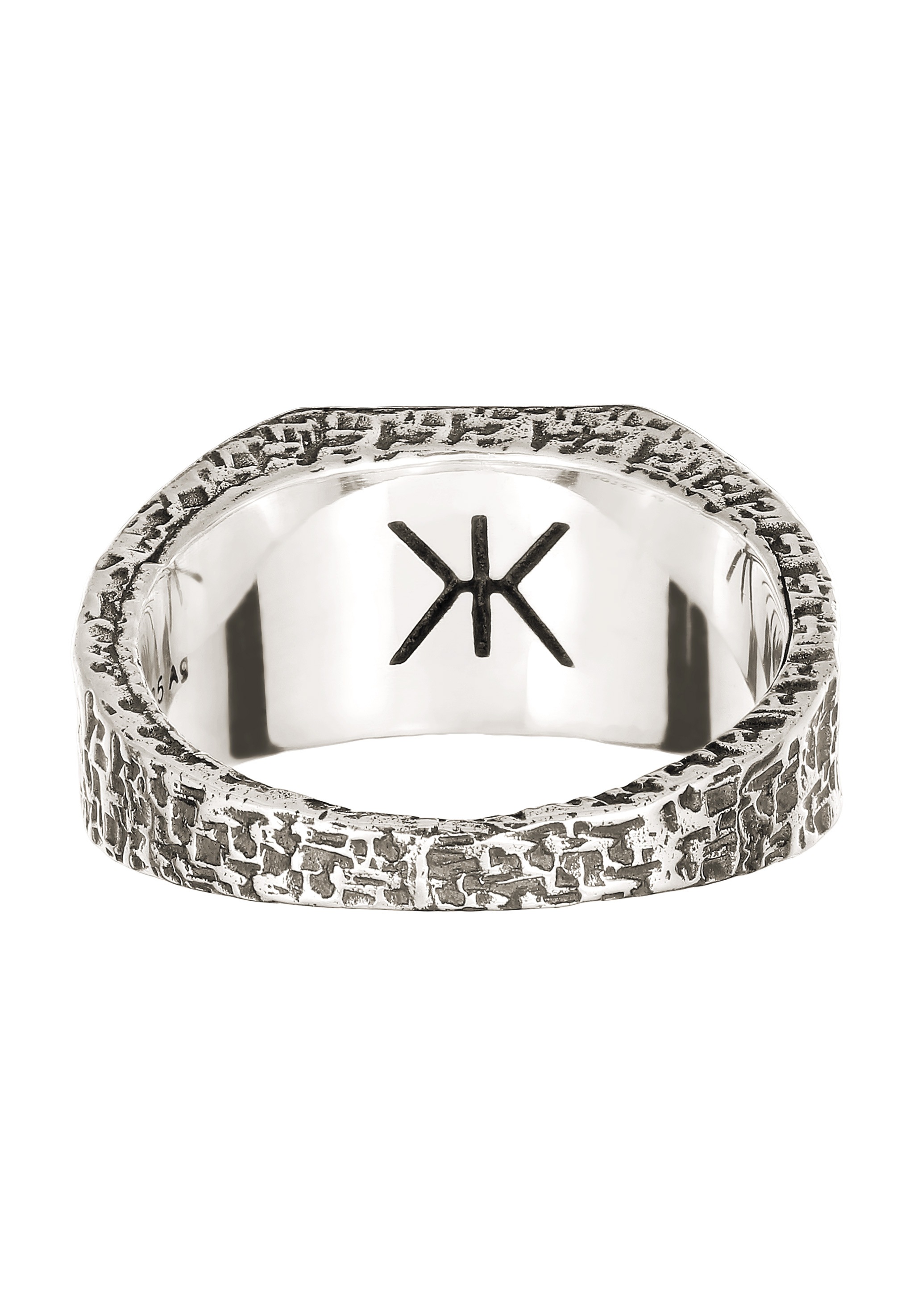 Kuzzoi Siegelring »Ring Siegelring Quadrat Strukturiert Emaille Schwarz 925 Sterling Silber«
