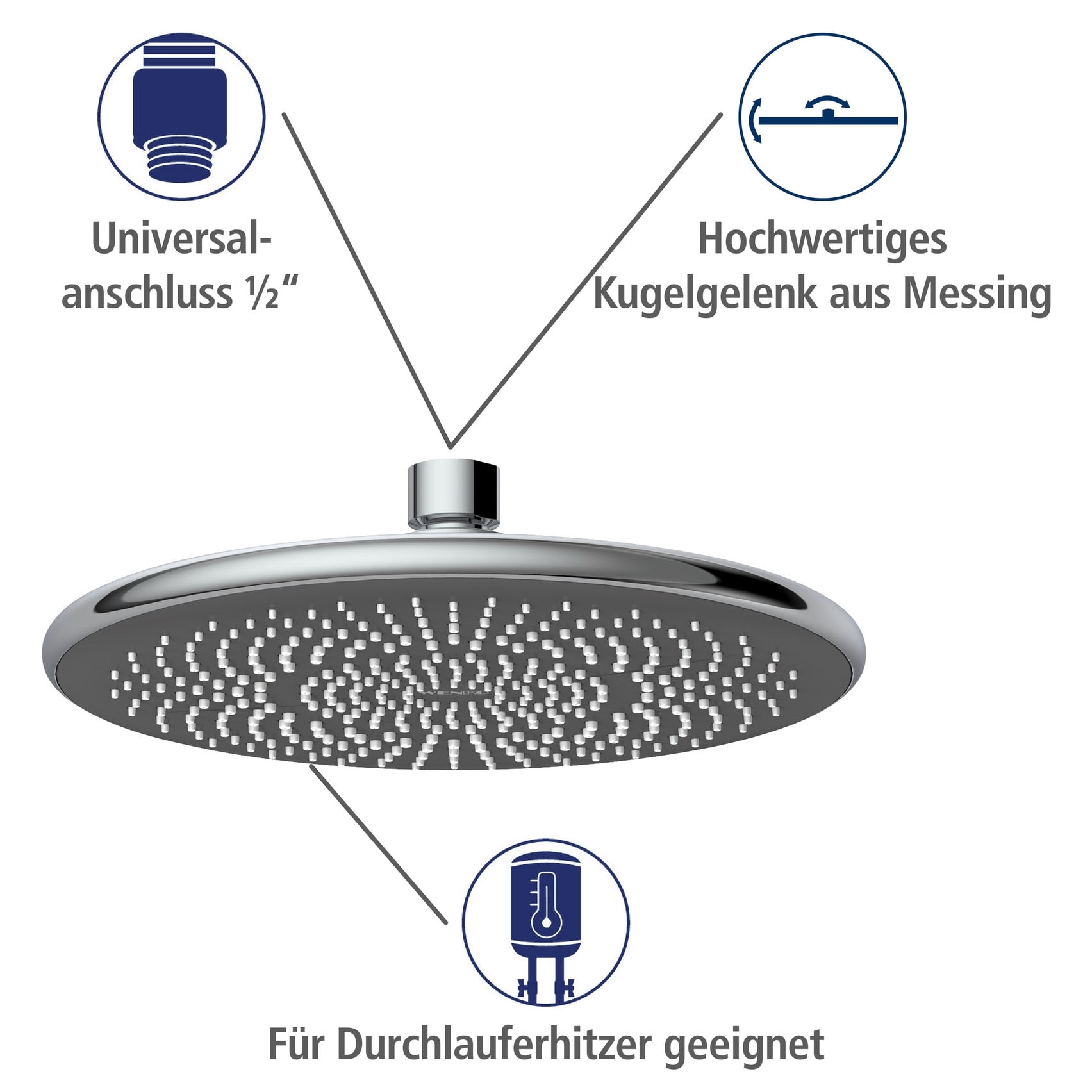 WENKO Regenduschkopf »Watersaving System« Regenduschkopf Durchmesser 20 cm