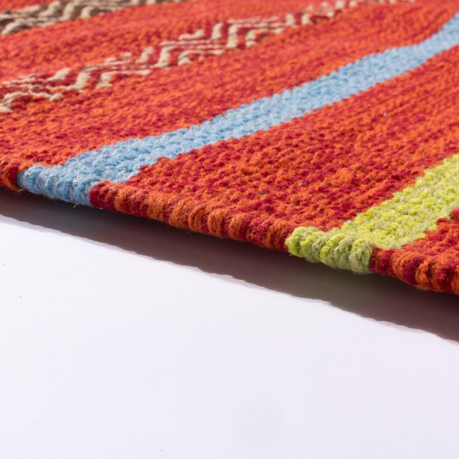 Paco Home Teppich »Kilim 213«, rechteckig, handgewebter Wendeteppich, reine Baumwolle, gestreift, Wohnzimmer