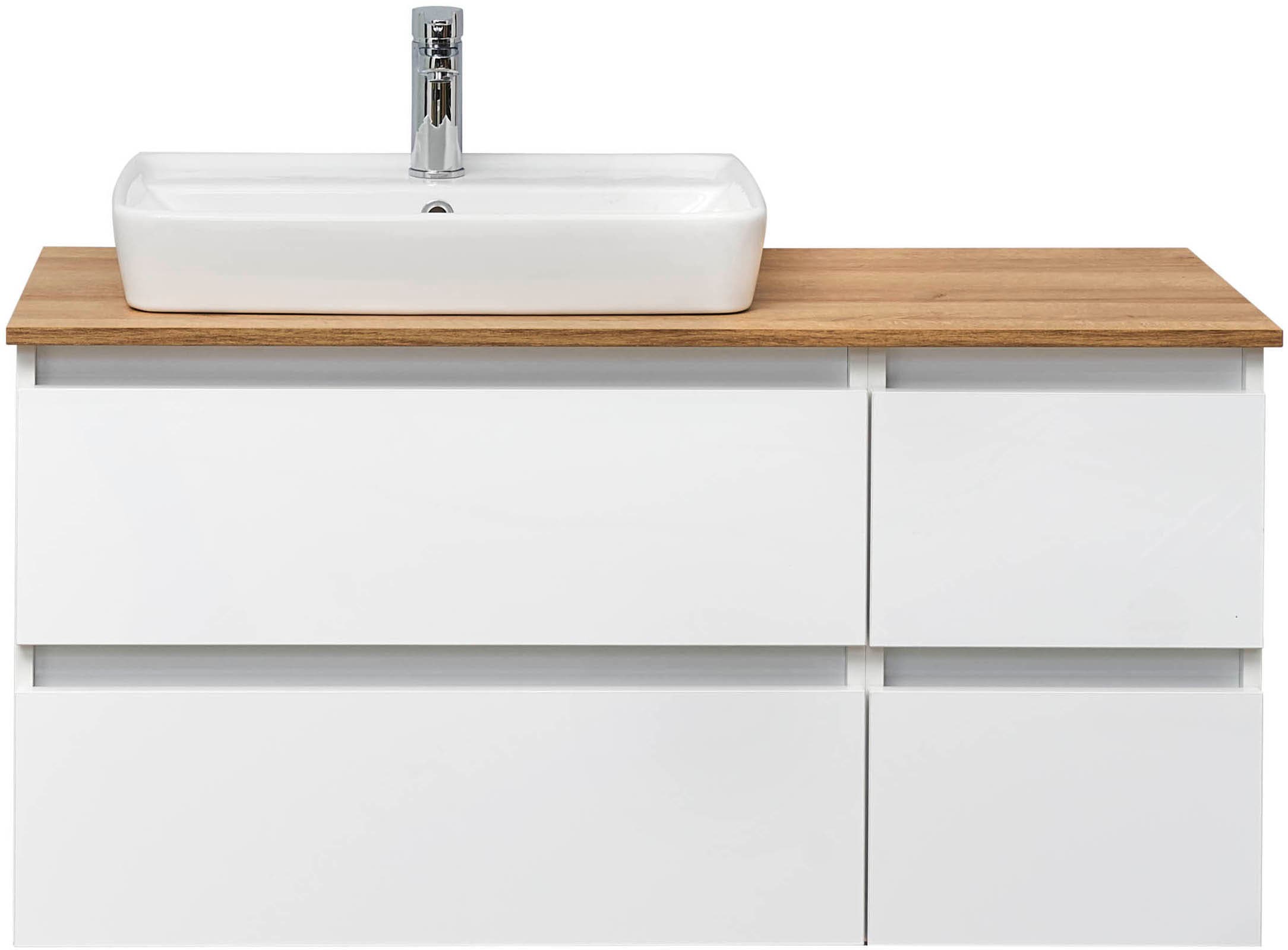 Saphir Badmöbel-Set »Quickset 360 2-teilig, mit Keramik-Aufsatzbecken und LED-Spiegel« Set, 2 Stk. tlg.