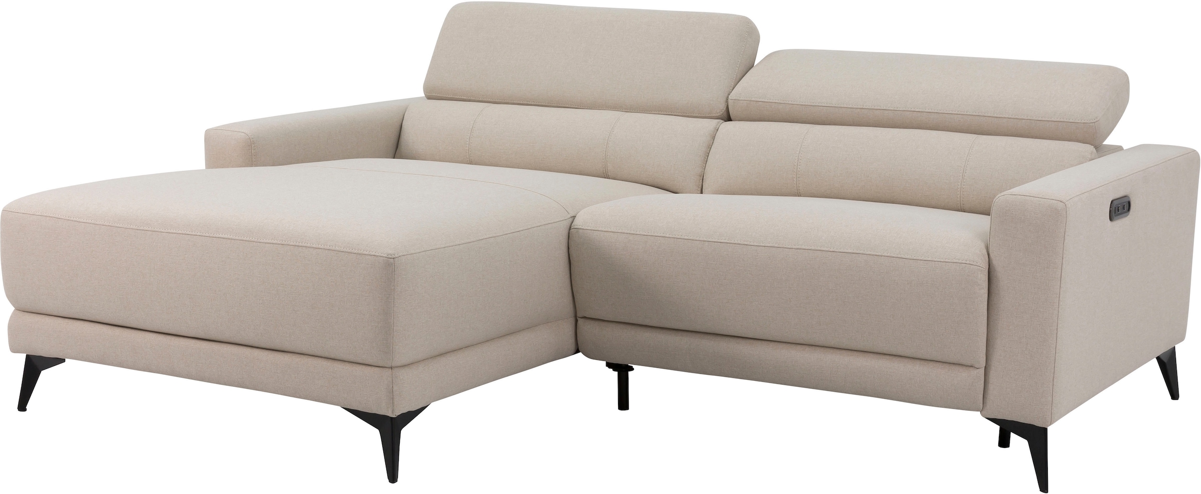 OTTO home Ecksofa »LEWII, L-Form, 213 cm - elektr. Relaxfunktion« mit USB A/C-Anschluss. Federkern, verstellbaren Kopfstützen, Webstoff