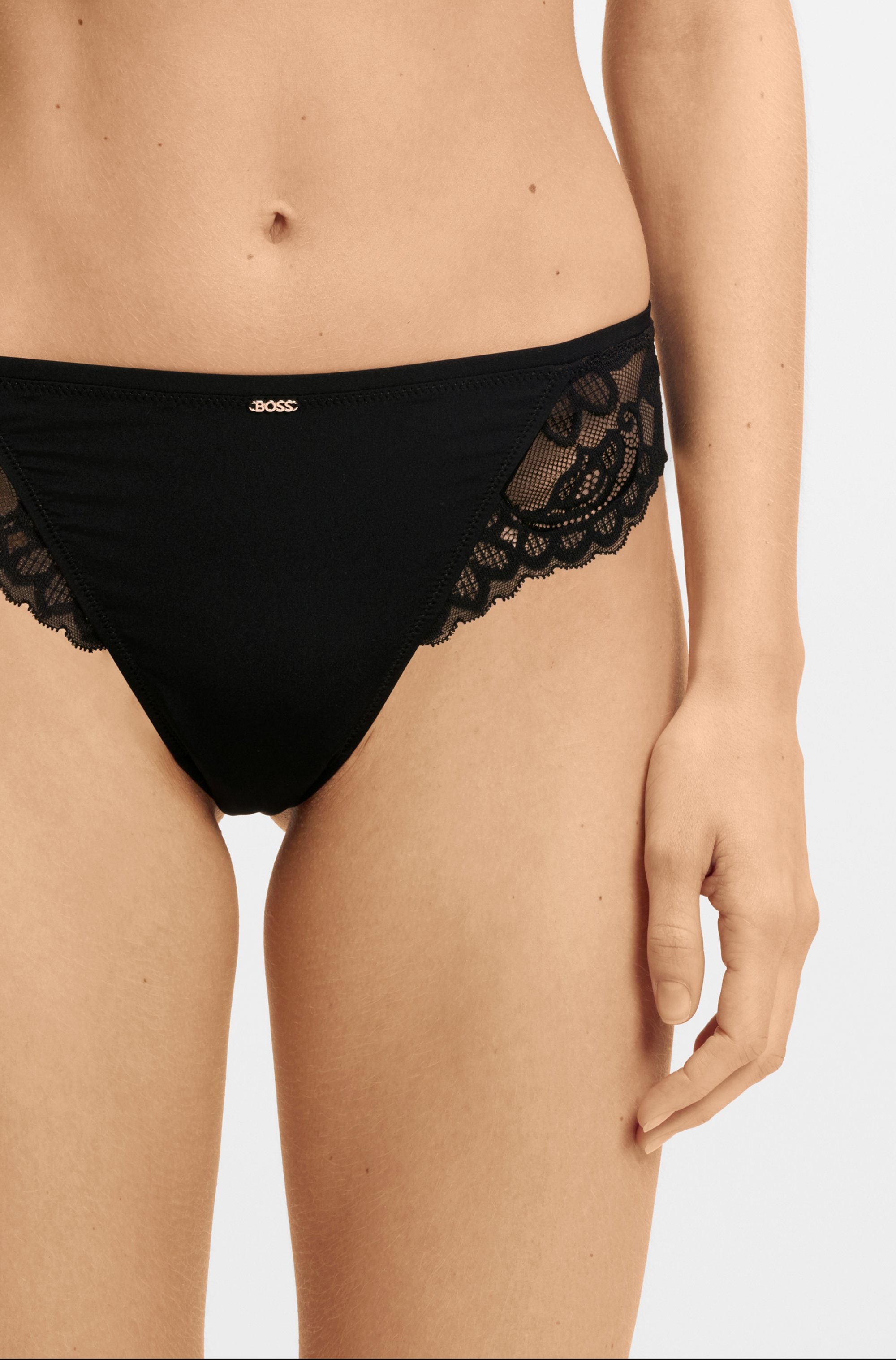 BOSS Slip »BRIEF BLOSSOM« mit Spitze, Label-Anhänger