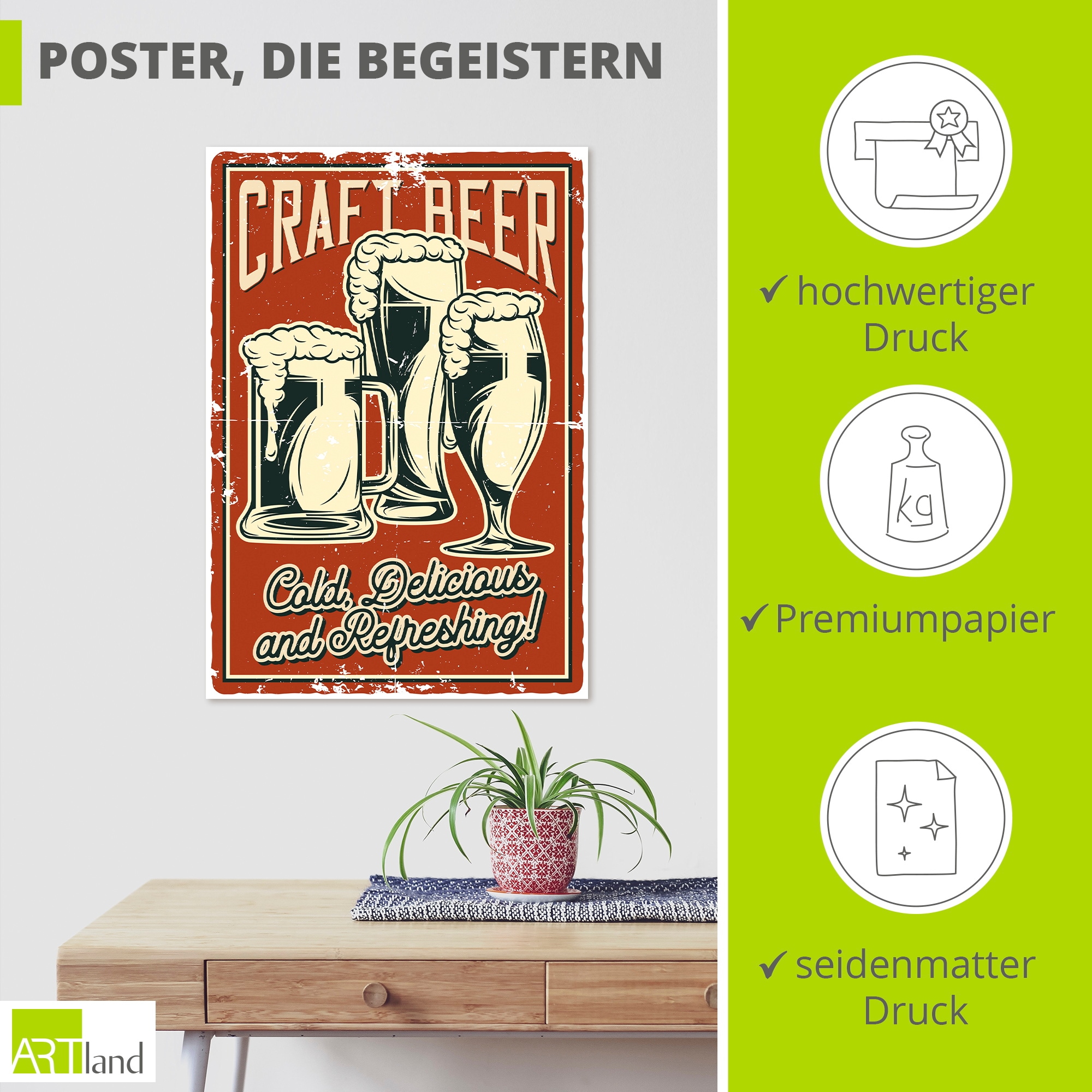 Artland Wandbild »Craft Beer« 1 Stk. tlg. als Alubild, Leinwandbild, Poster, Wandaufkleber in verschied. Größen