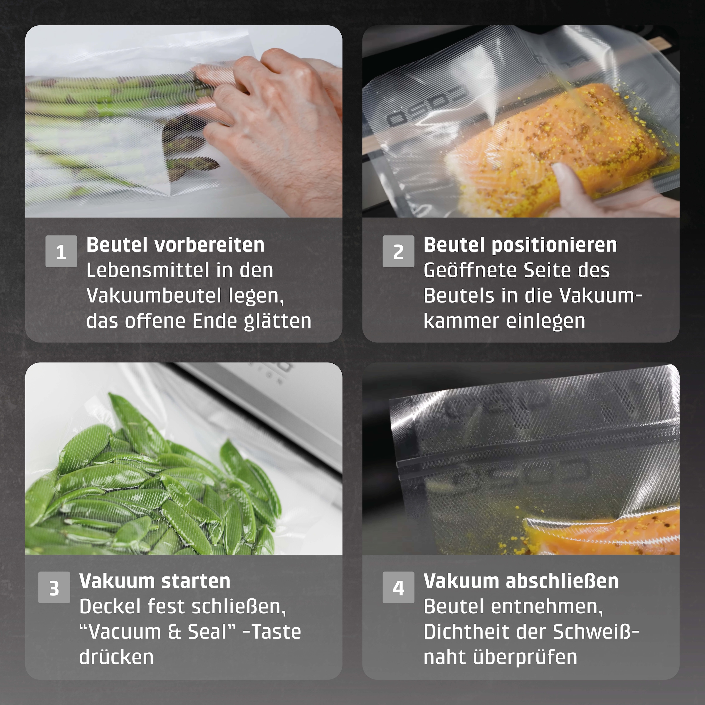 Caso Vakuumierer »VC10« Rollenbreite 30 cm 110 W inkl. 10 Profi-Beutel, separate Schweißfunktion