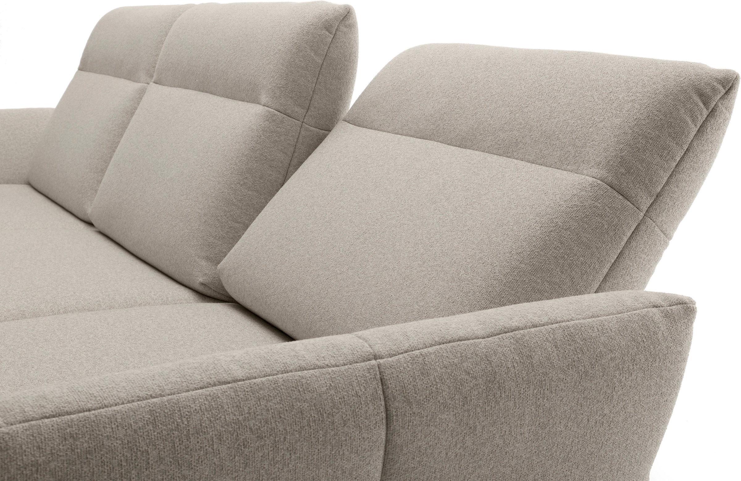 Creation BY ROLF BENZ Ecksofa »CR.460«, Sockel in Nussbaum, Winkelfüße in Umbragrau, Breite 298 cm