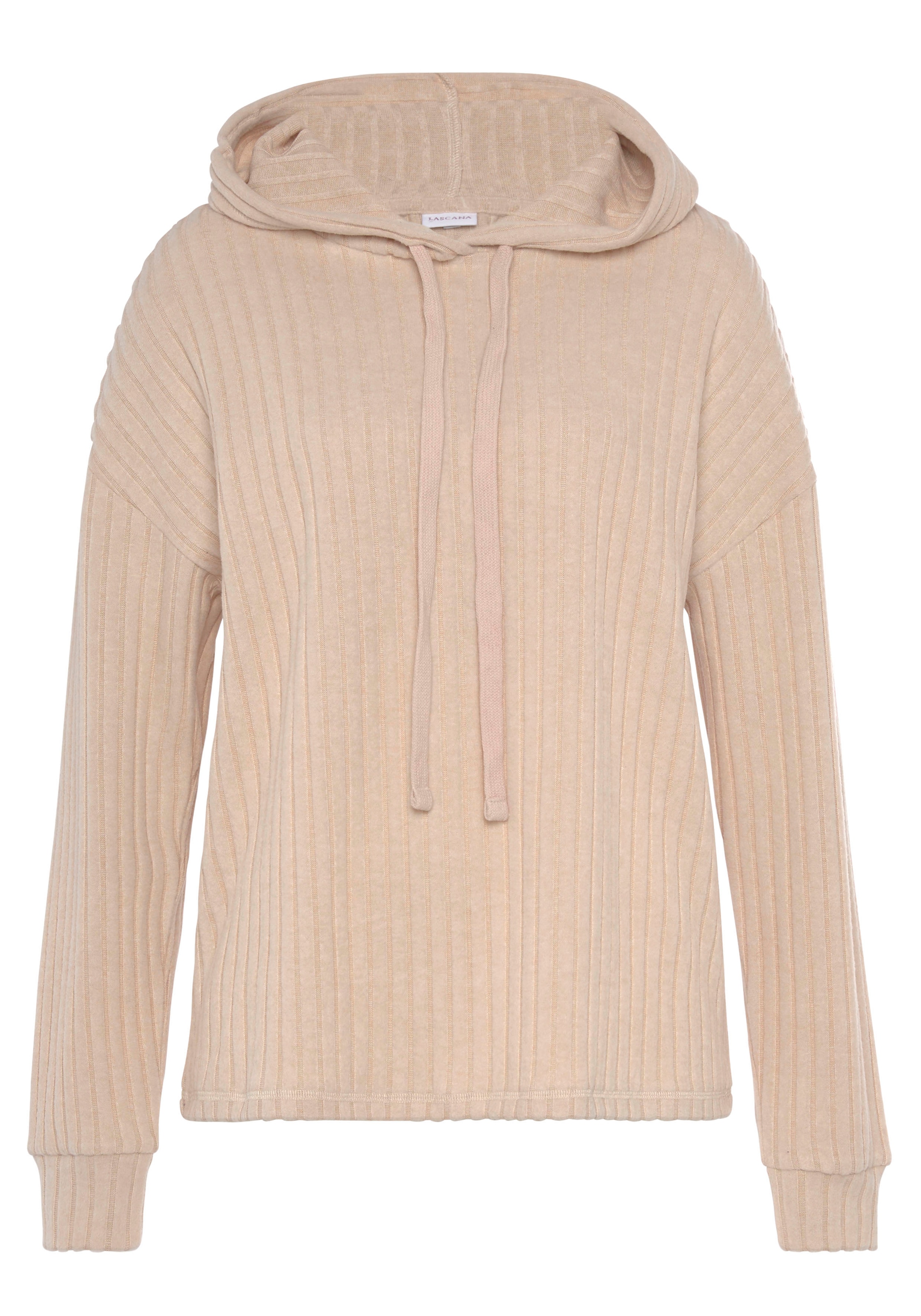 LASCANA Hoodie, Strickpullover mit Kapuze und in melierter Optik, Loungewear