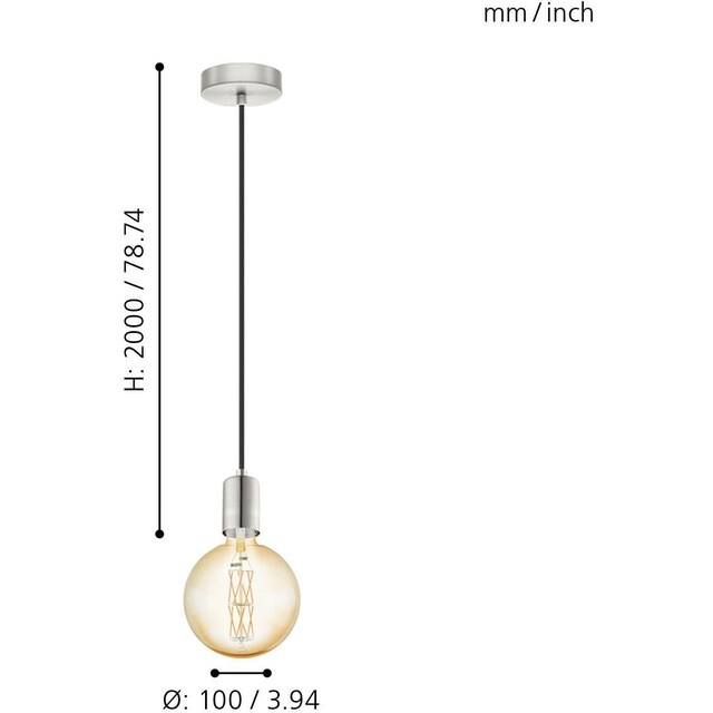 EGLO Pendelleuchte »YORTH«, 1 flammig-flammig, Hängeleuchte, Hängelampe  online kaufen | mit 3 Jahren XXL Garantie