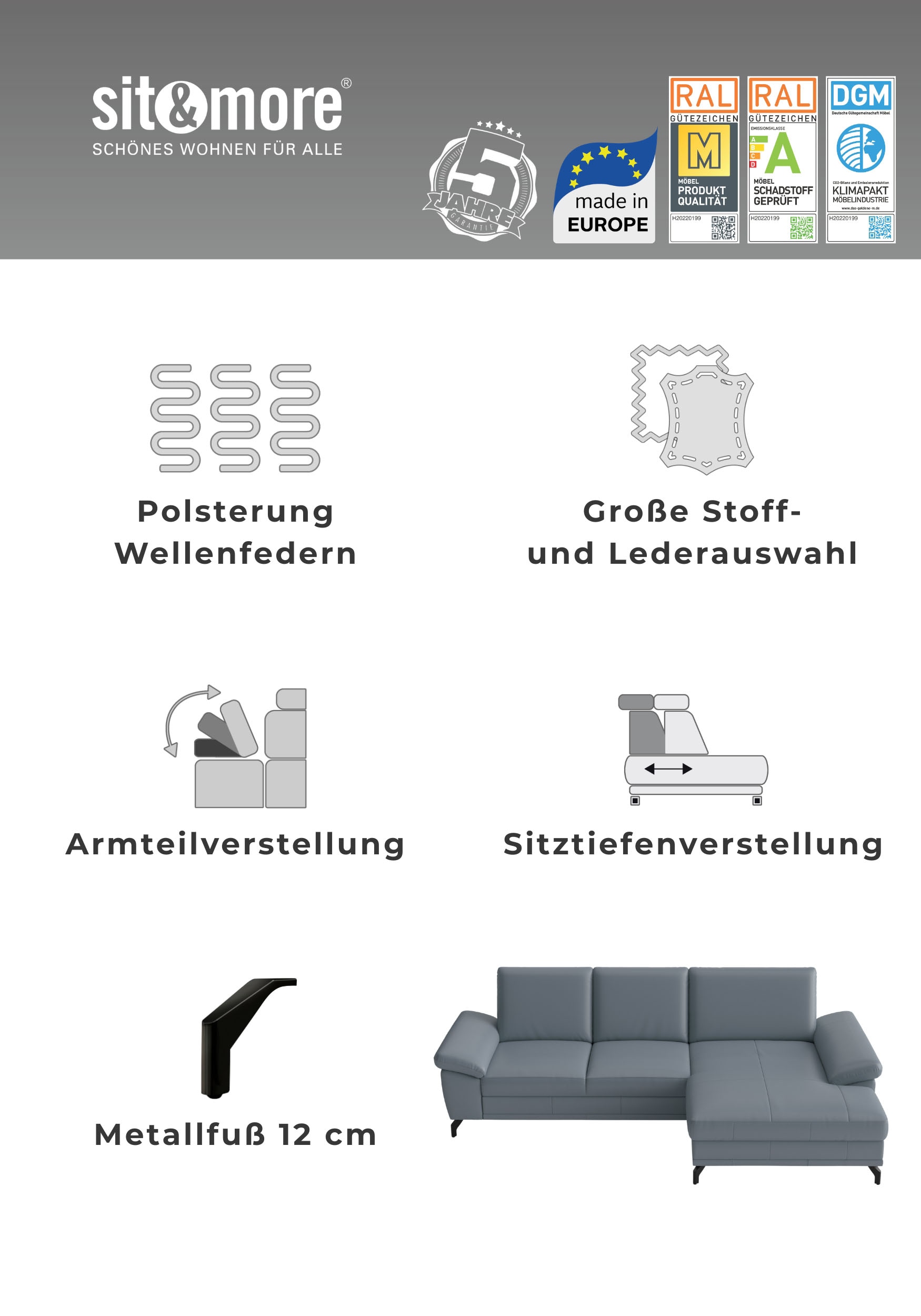 sit&more Polsterhocker »Chelsea, B: 103 cm, Leder« mit praktischem Stauraum, besonders langlebig