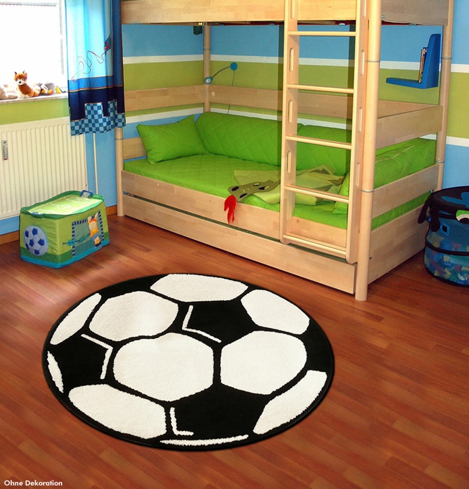 HANSE Home Kinderteppich »Fußball«, rund, Kinder-Teppich, Rutschfest, Kurzflor, Fussball, Kinderzimmer, Spiel