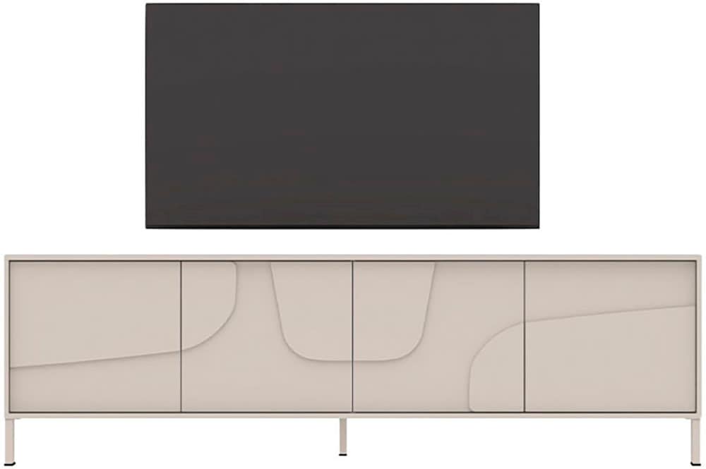 INOSIGN Lowboard »Stone, 205 cm breit, 4 Türen, TV-Schrank, TV-Kommode, Medienboard« 3D-Design, Push-to-open, Innenraum großzügig, Füße 14/2 cm wählbar