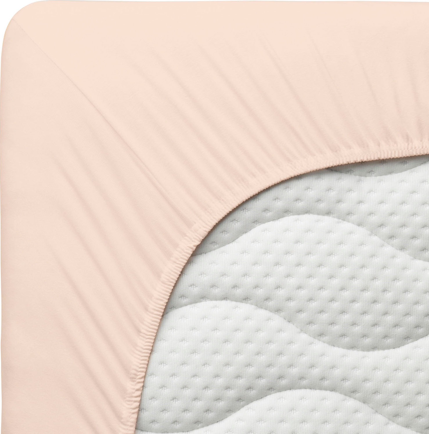 Schlafgut Spannbettlaken »PREMIUM Mako-Zwirn-Jersey, 220 g/m², 95% Bio-Baumwolle, 5% Elasthan« Bettlaken bis 30 cm Höhe, PREMIUM-Qualität langlebig, perfekter Sitz