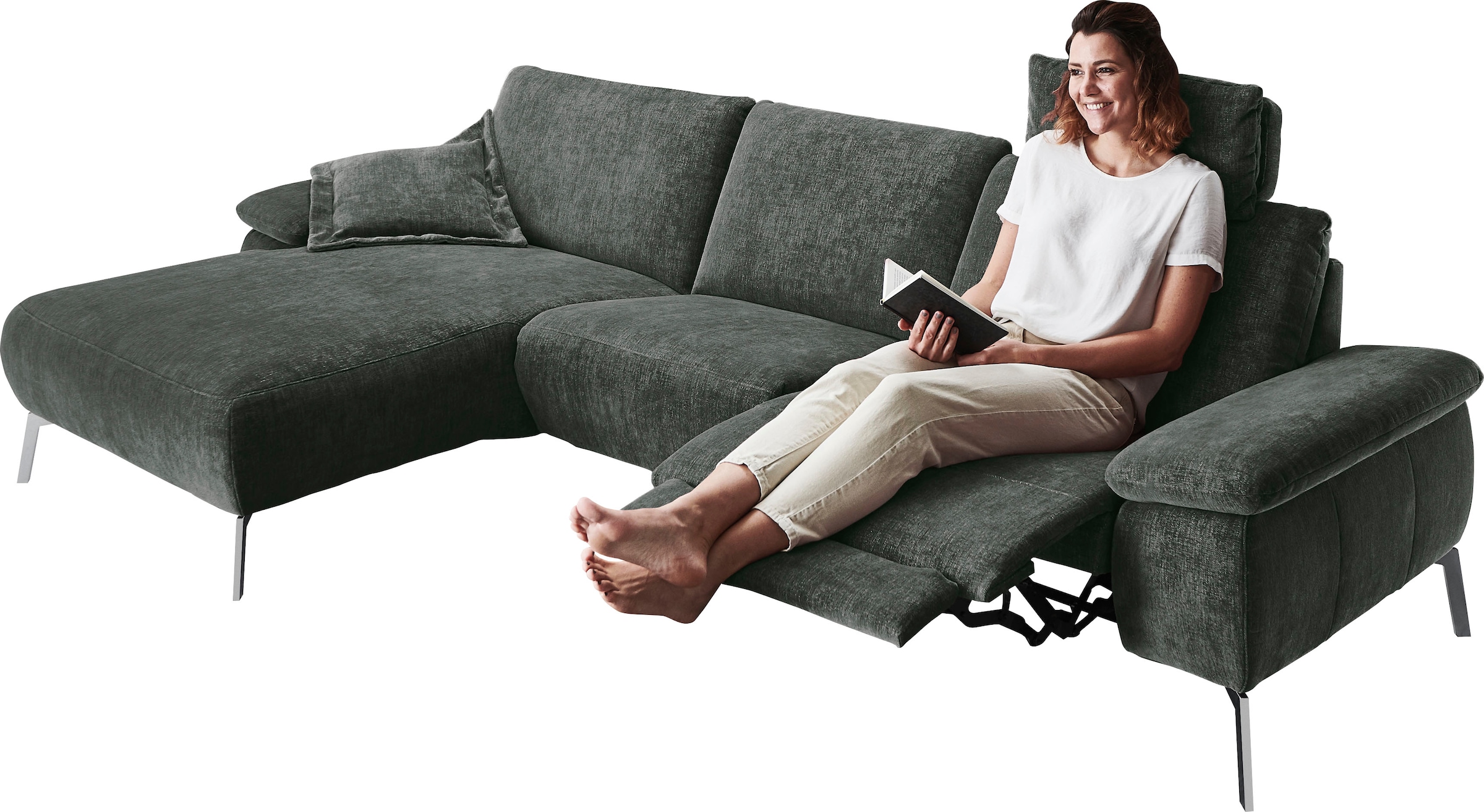 Home affaire Ecksofa »Bellini L-Form« teilmotorische Relaxfunktion an 1 Element, klappbare Armlehnen