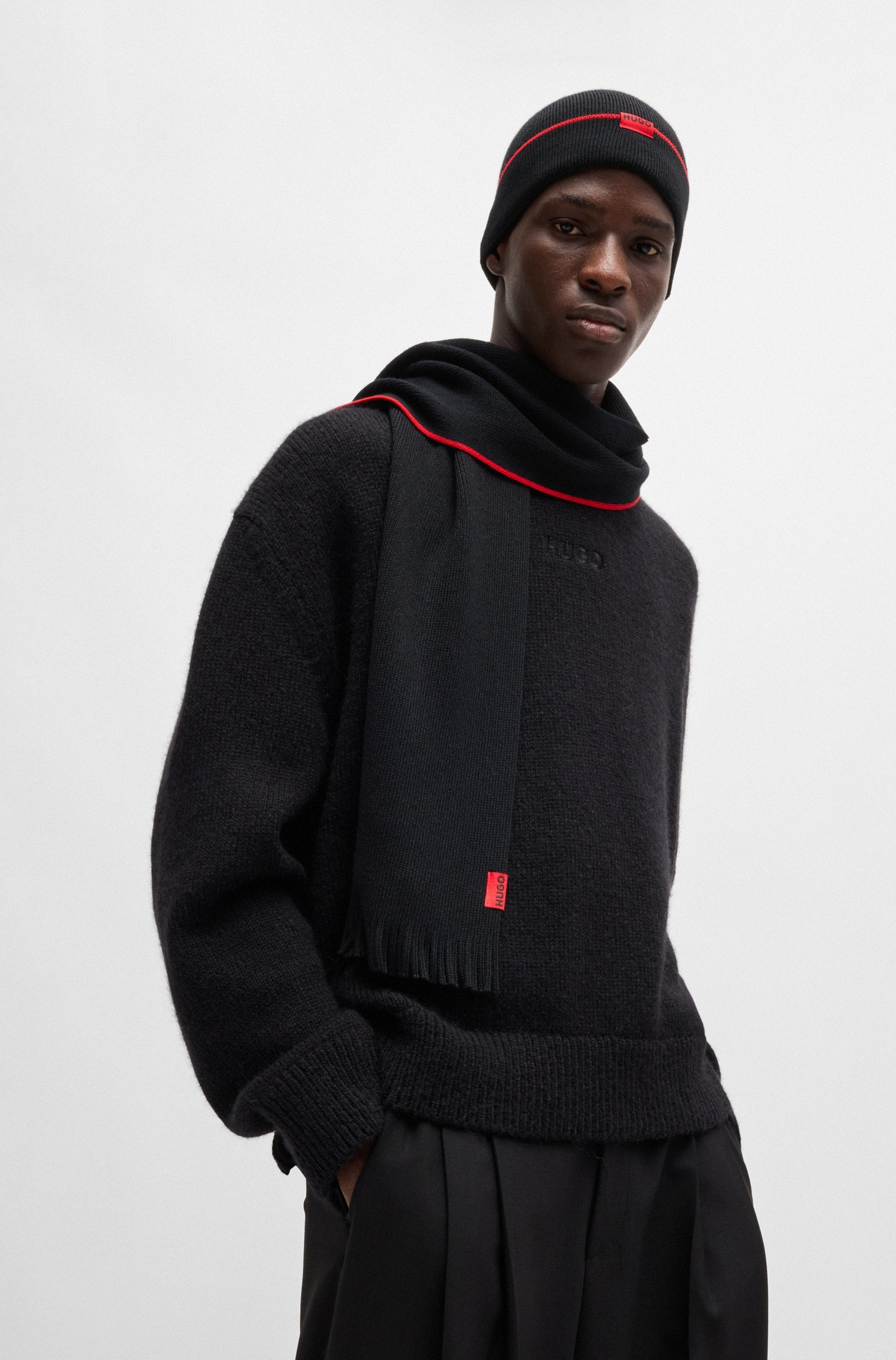 HUGO Schal »Zaschel Set« Set, mit passender Mütze, 2 Stk. tlg. aus Schurwollmix