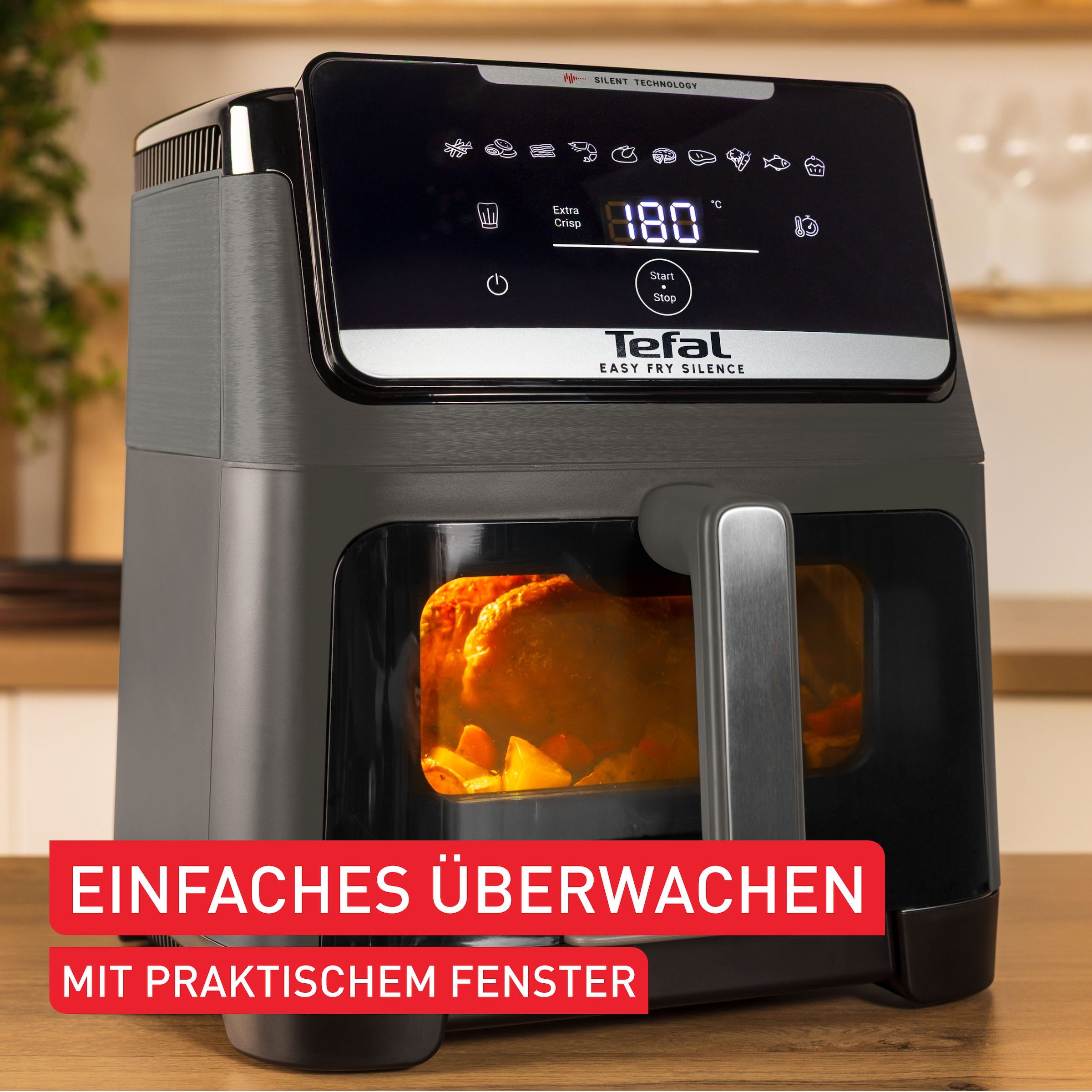 Tefal Heißluftfritteuse »Easy Fry Silence XXL« 1800 W 10 Programme, Sichtfenster, Rezepte in der My Tefal App, EY846H