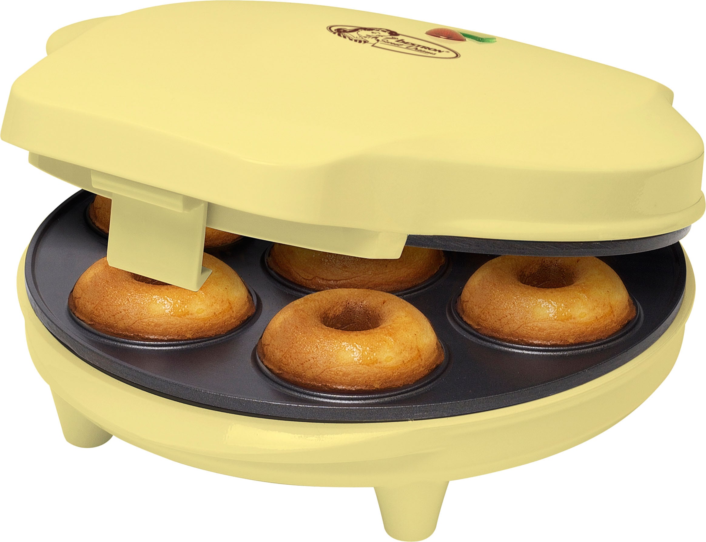 bestron Donut-Maker »ADM218SD Sweet Dreams«, 700 W, im Retro Design, Antihaftbeschichtung, Gelb