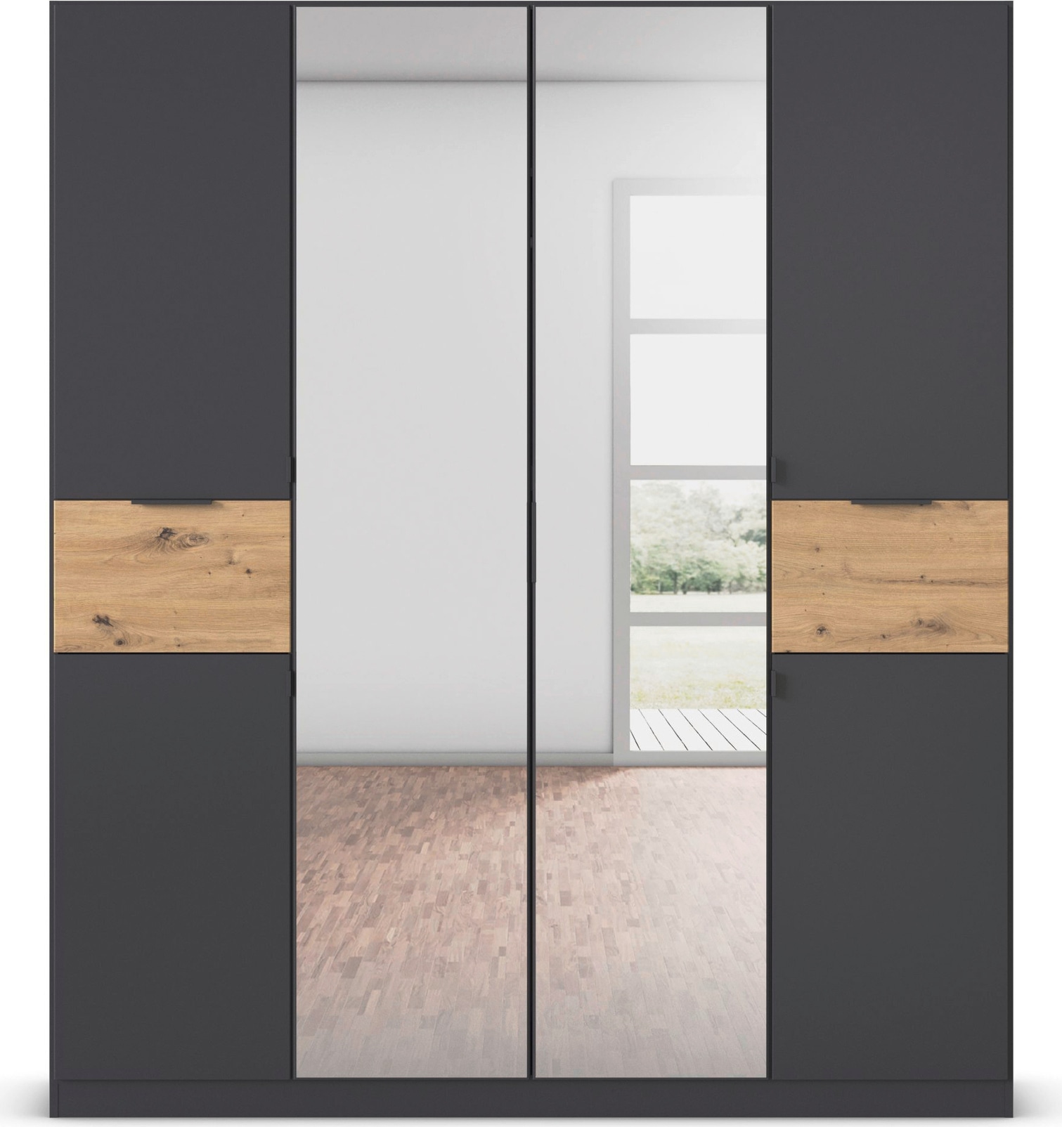 rauch Drehtürenschrank »Kleiderschrank Schrank Garderobe Wäscheschrank TICAO« Schubladen in der Höhe variabel positionierbar,  mit 2 geräumigen Schubladen, viel Stauraum MADE IN GERMANY