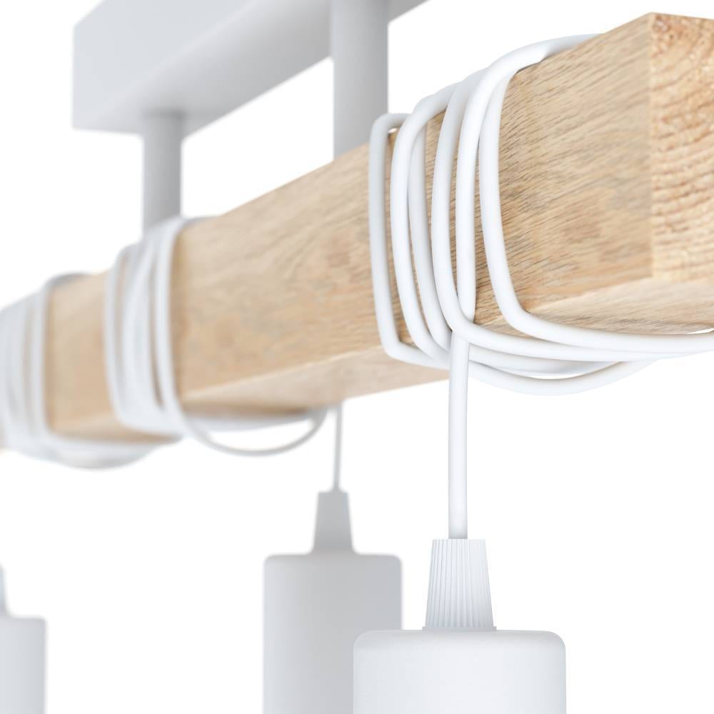 EGLO Deckenleuchte »TOWNSHEND Deckenlampe, Stahl und Holz, E27, IP20, Wohnzimmerlampe« E27 1 Stk. Deckenleuchte, L55 x B10,5 x H26,5 cm, weiß, braun, 3X60W exkl.