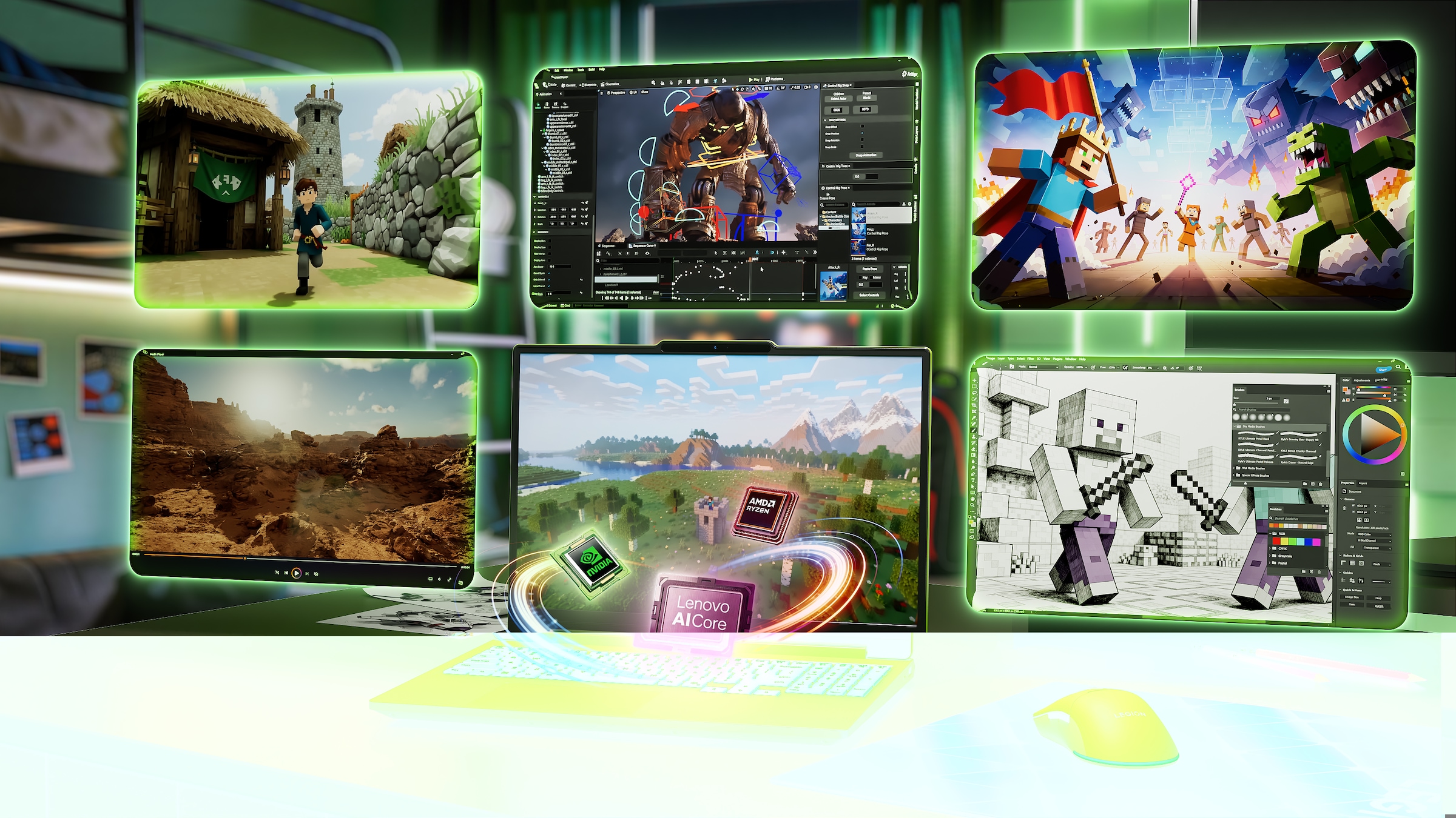 Lenovo Gaming-Notebook »LOQ 15AHP11 Limited Green Edition« 38,86 cm / 15,3 ″ AMD Ryzen 7 GeForce RTX 5060 512 GB SSD