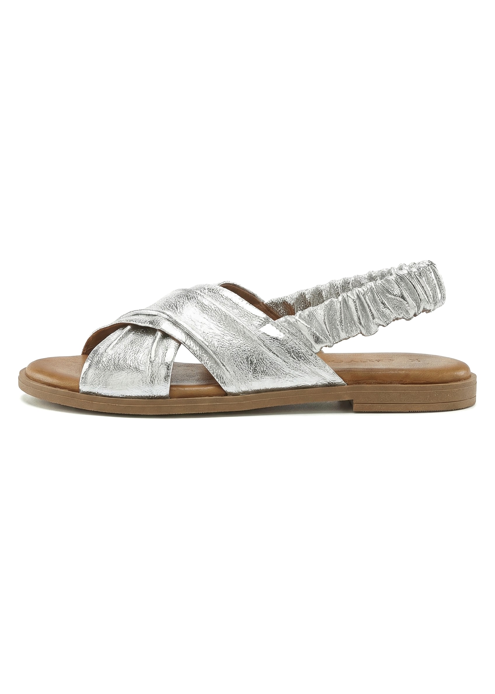 LASCANA Sandale »Sandalette, Sommerschuh, offener Schuh, Pantolette«  aus Leder mit elastischen Riemchen