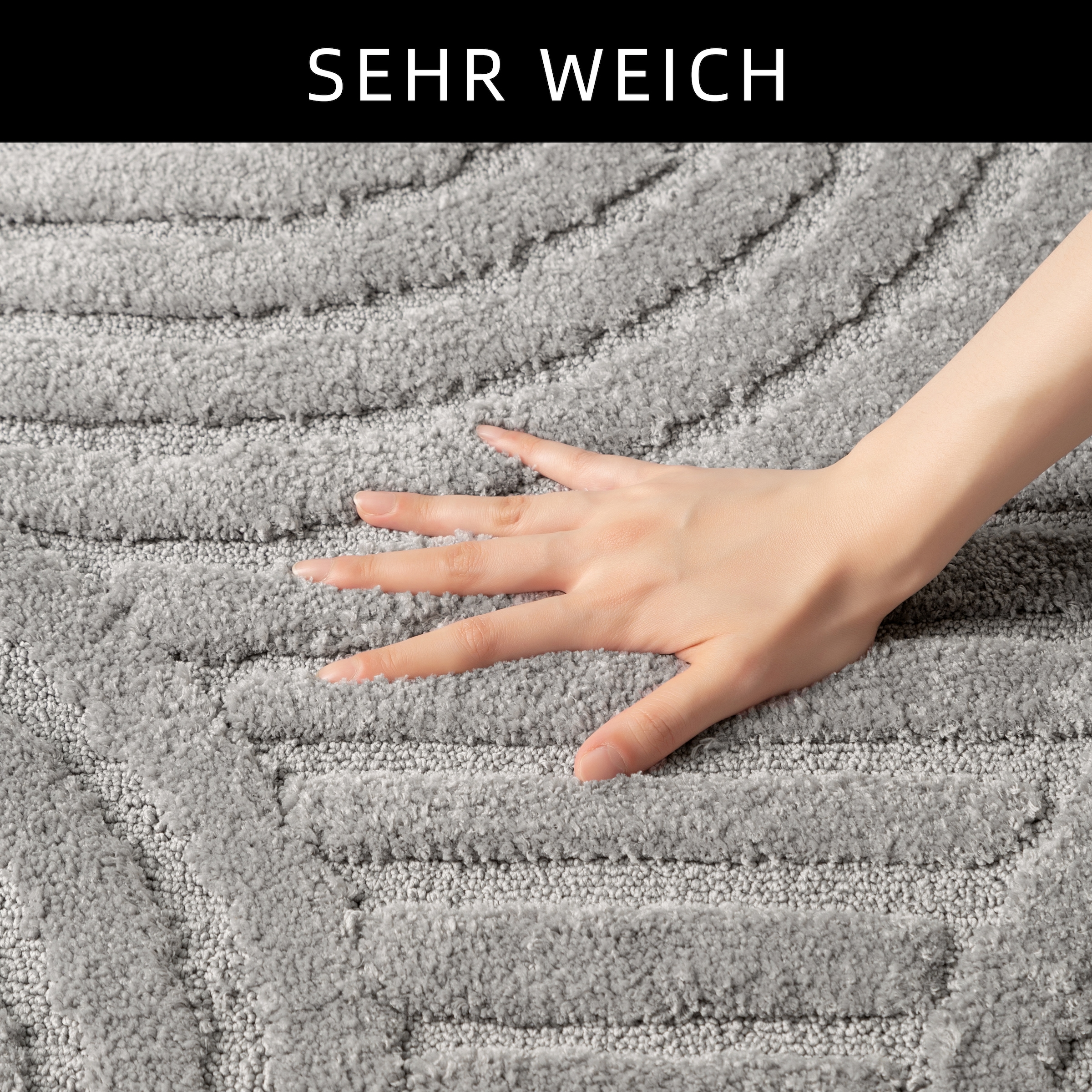 my home Badematte »Regona Scandi, Badvorleger, Badezimmer Teppich, Duschvorleger«, strapazierfähig, Badteppich, Uni Farben, Hoch-Tief-Effekt, modernes Muster