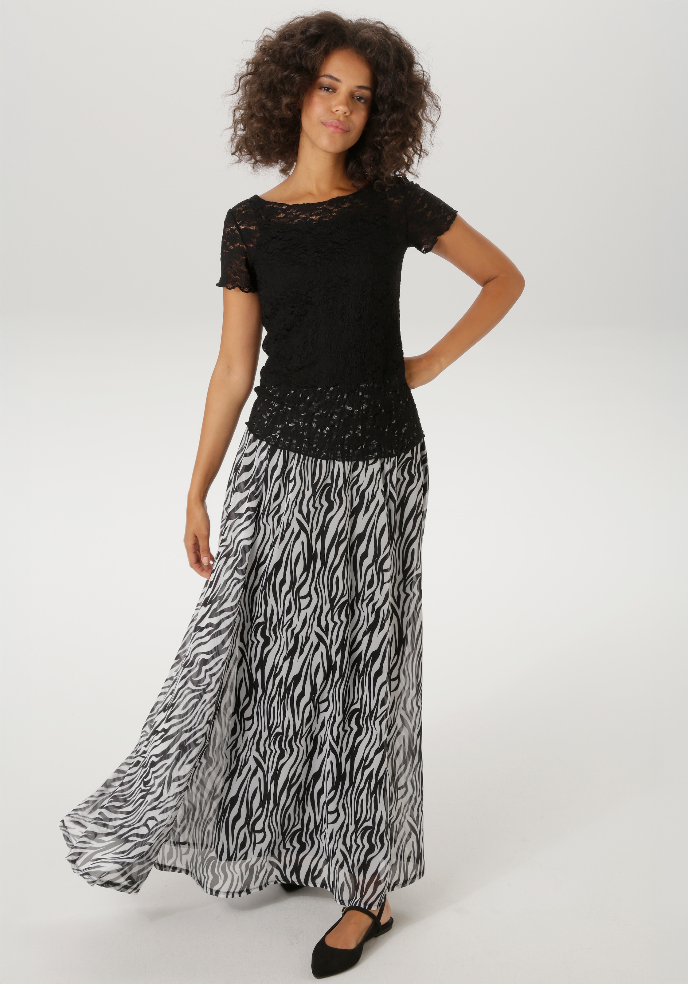 Aniston CASUAL T-Shirt aus floraler Häkelspitze - NEUE KOLLEKTION