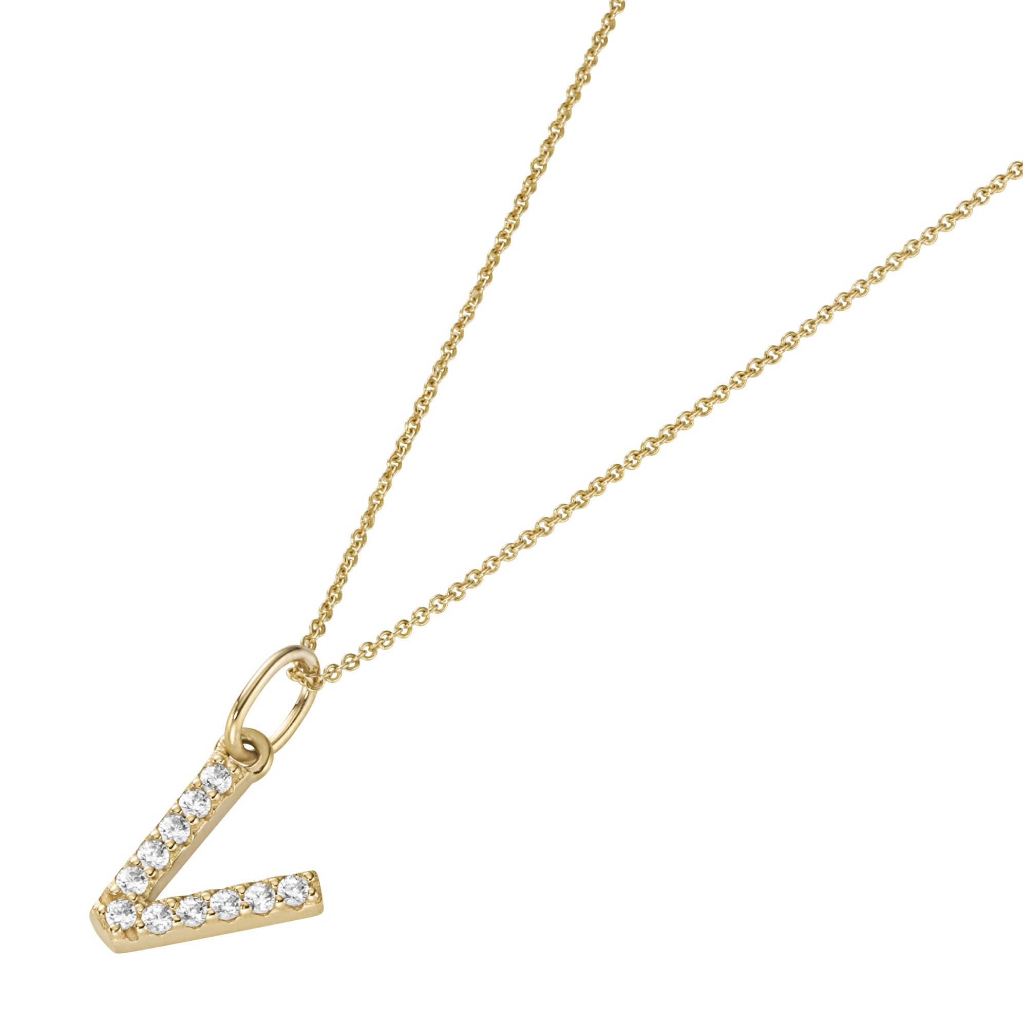 Luigi Merano Kette mit Anhänger »Kette Anhänger Buchstabe V mit Zirkonia, Gold 375«
