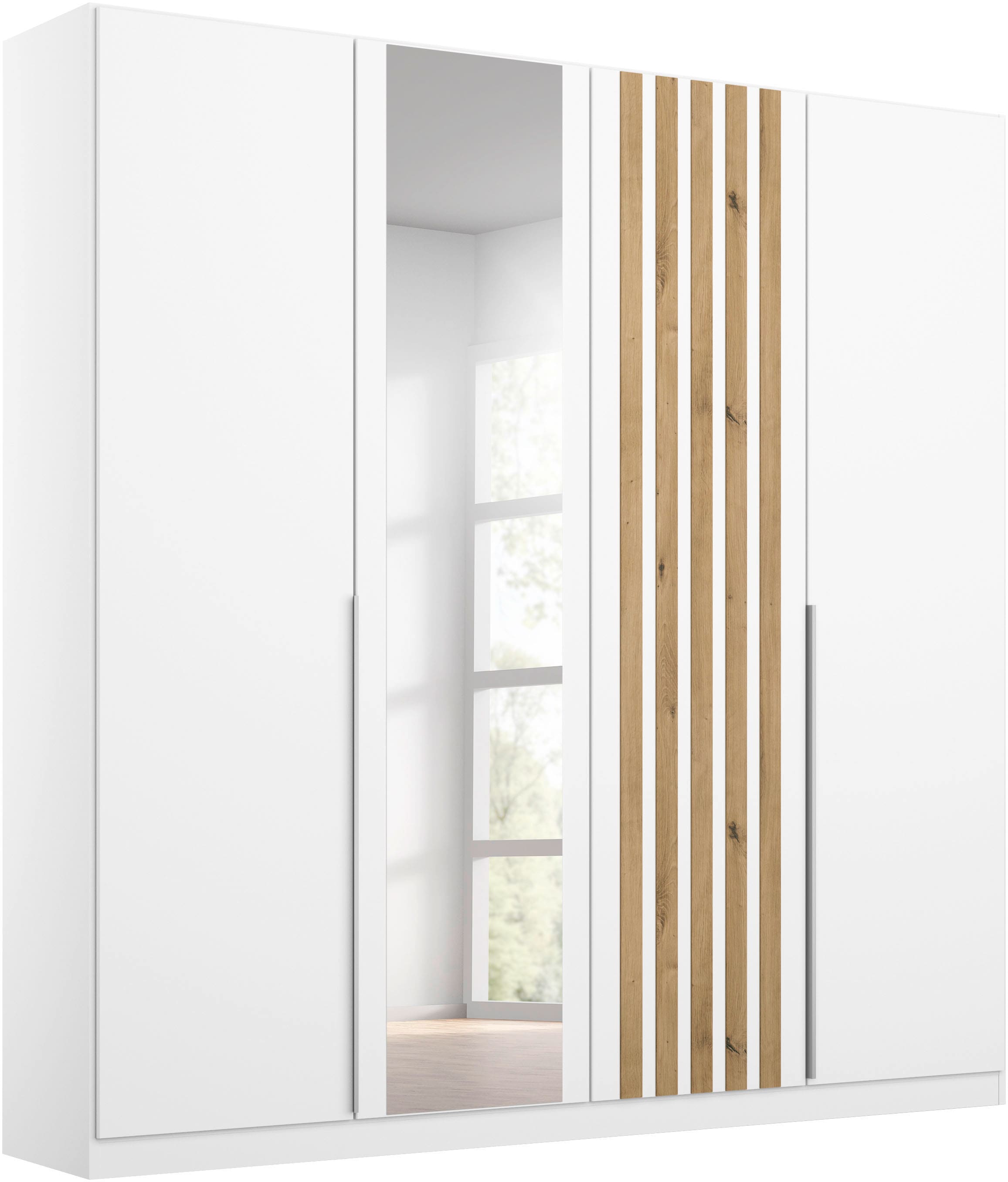 rauch Drehtürenschrank »Kleiderschrank Schrank Garderobe Wäscheschrank Schlafzimmer LAMELLA« Breiten 181/226/271 cm in 3 Ausstattungen BASIC/CLASSIC/PREMIUM,  elegante Lamellen-Auflage in 3D Akustikpaneel Optik MADE IN GERMANY