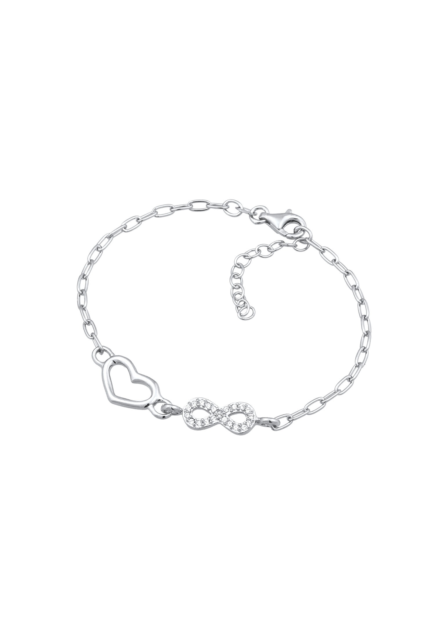 Elli Armkette »Armband Herz Infinity Glas Kristalle 925 Sterling Silber«