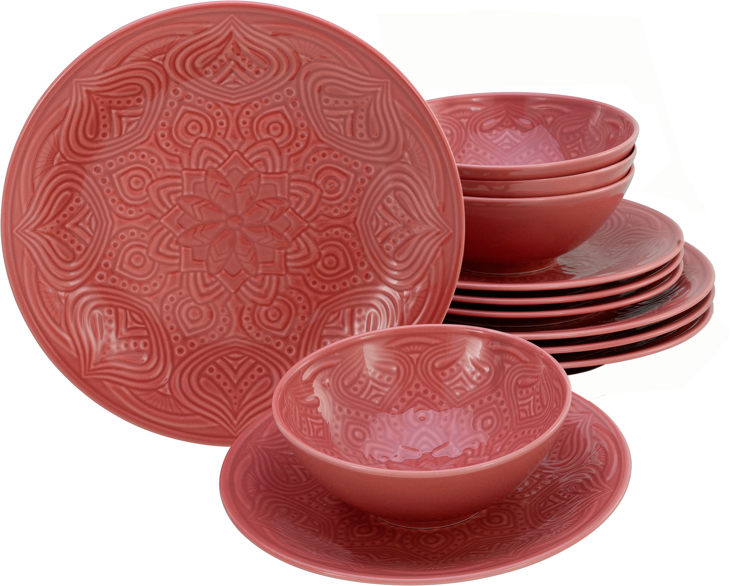 CreaTable Teller-Set »Orient Mandala«, (Set, 12 tlg.), Speiseteller, Dessertteller und Schalen im Set