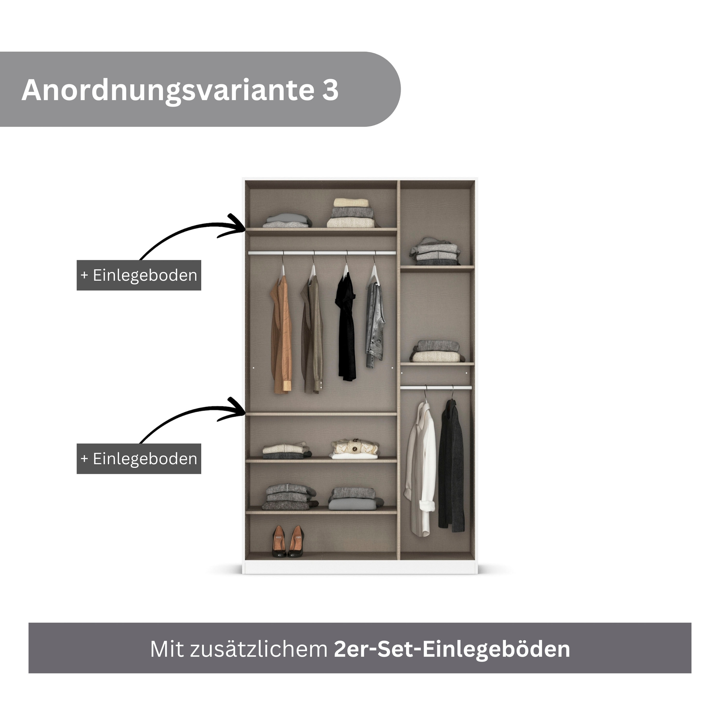 rauch Drehtürenschrank »Kleiderschrank Schrank Garderobe AGORDO TOPSELLER Schlafzimmer«, (in zwei Griff-Farben, Breiten 91-360 cm, Dekor- oder Hochglanzfront), durchdachte Innenausstattung, in 7 Breiten und 2 Höhen MADE IN GERMANY