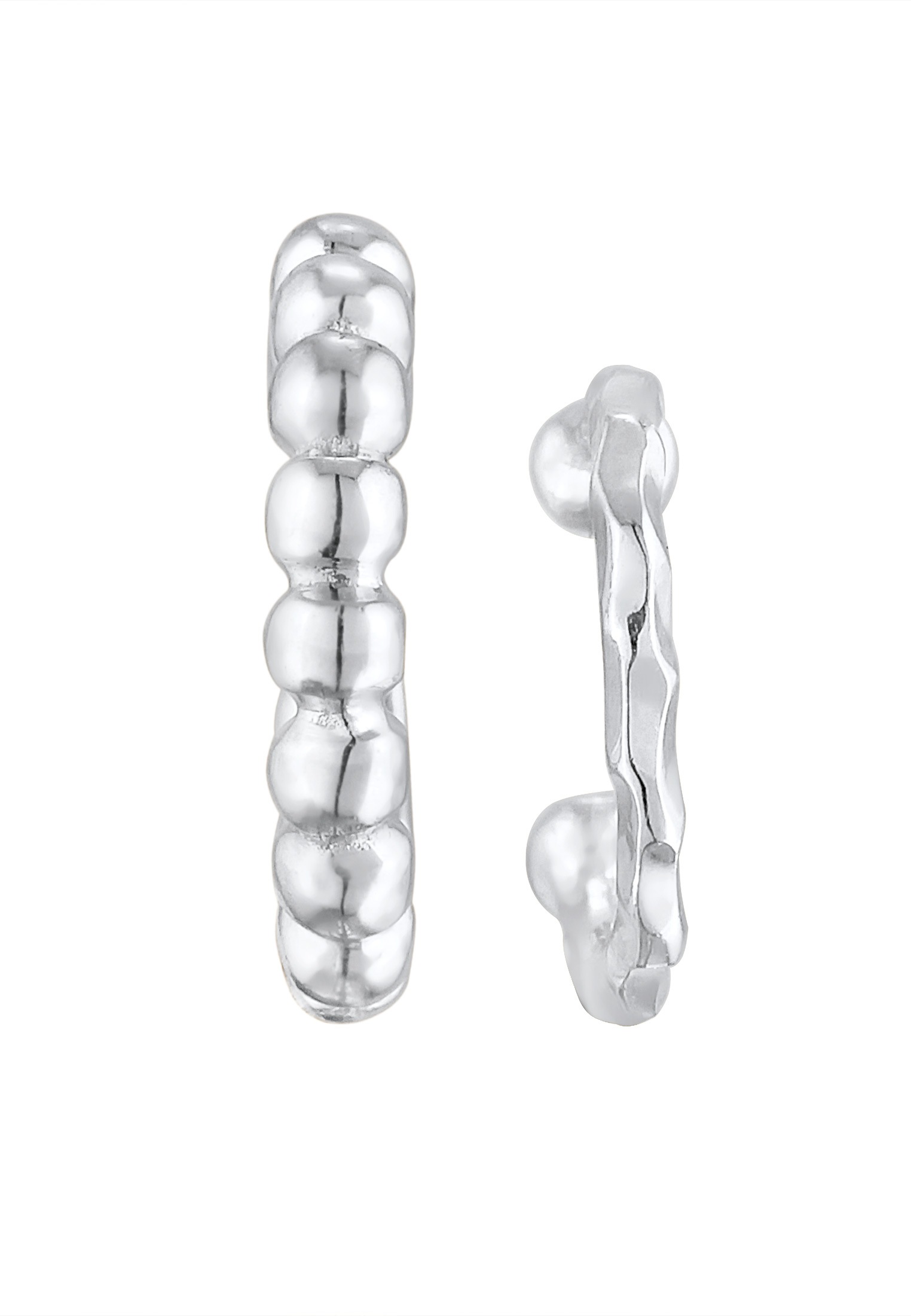 Elli Schmuckset »Ohrringe Earcuff 2er Set Dots Hammerschlag 925 Silber«