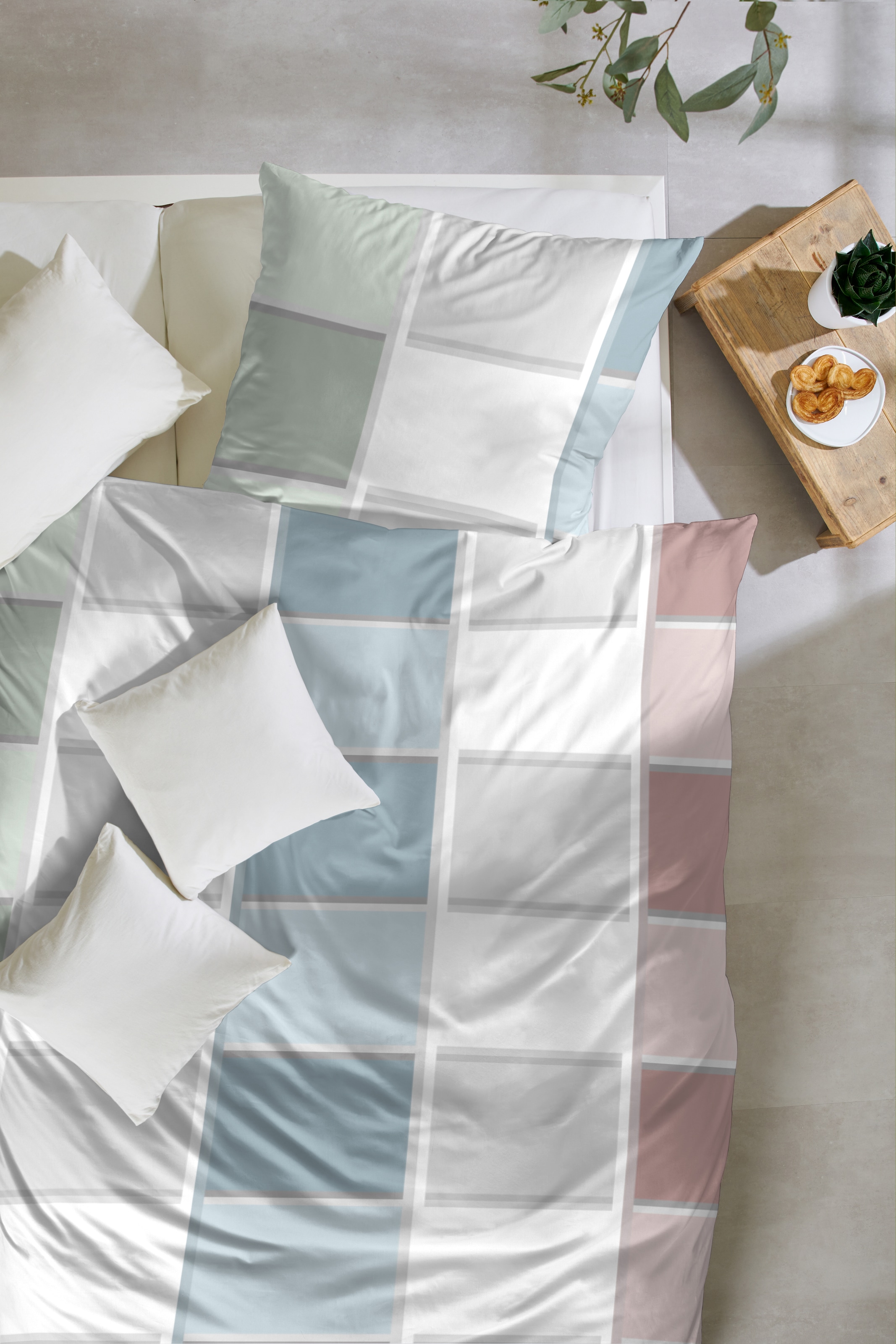 Primera Bettwäsche »Mako-Satin-Bettwäsche Havana« 2 Stk. tlg. mit Karo Muster