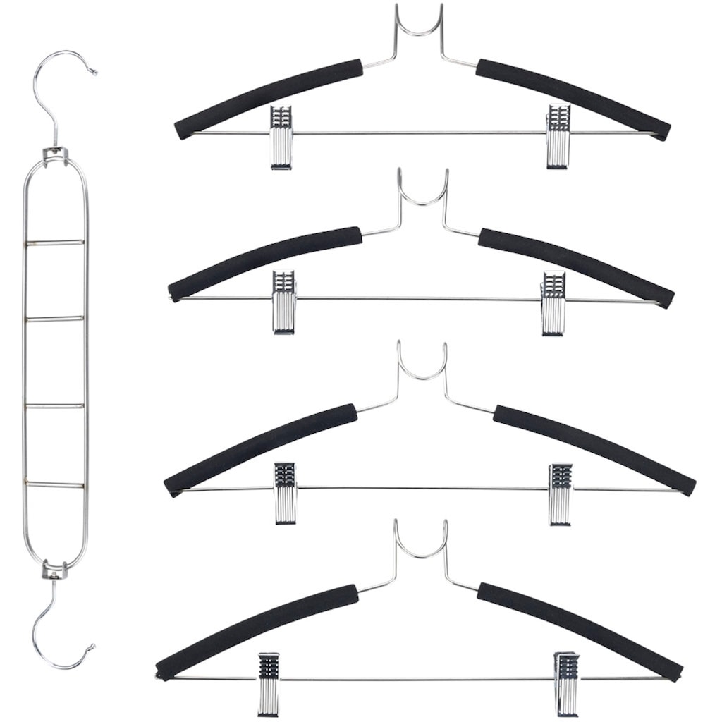 WENKO Kleiderbügel, (Set, 4 tlg.), Edelstahl, 4er-Set, platzsparendes Kleiderbügelsystem aus Edelstahl