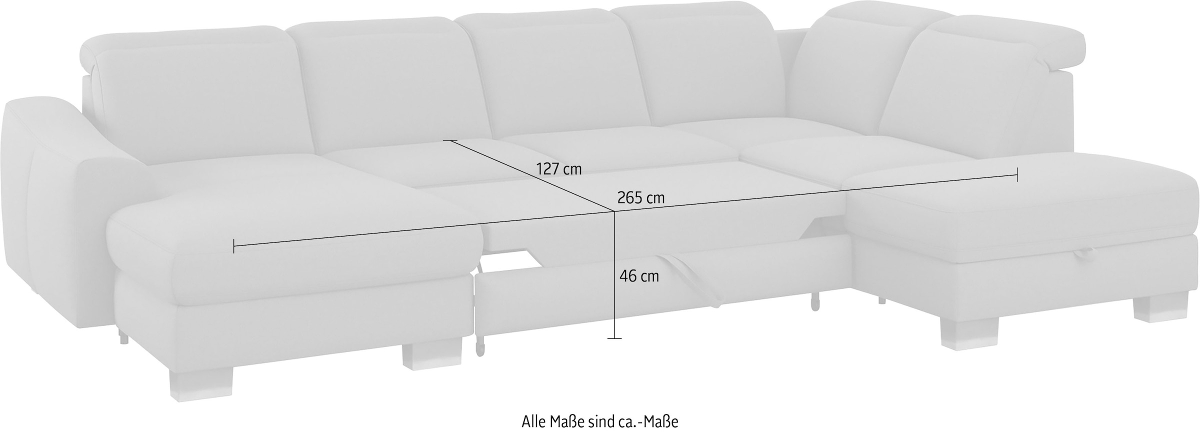 sit&more Wohnlandschaft »Dundee U-Form«, mit Federkern und Edelstahlfüßen, wahlweise mit Kopfteilverstellung