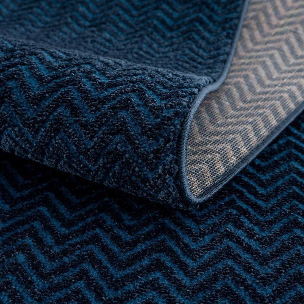 Carpet City Teppich »Friseé-Teppich FANCY805«, rechteckig, 12 mm Höhe, Läufer, Kurzflor, Einfarbig, 3D-Optik, Zickzack Look, Wohnzimmer
