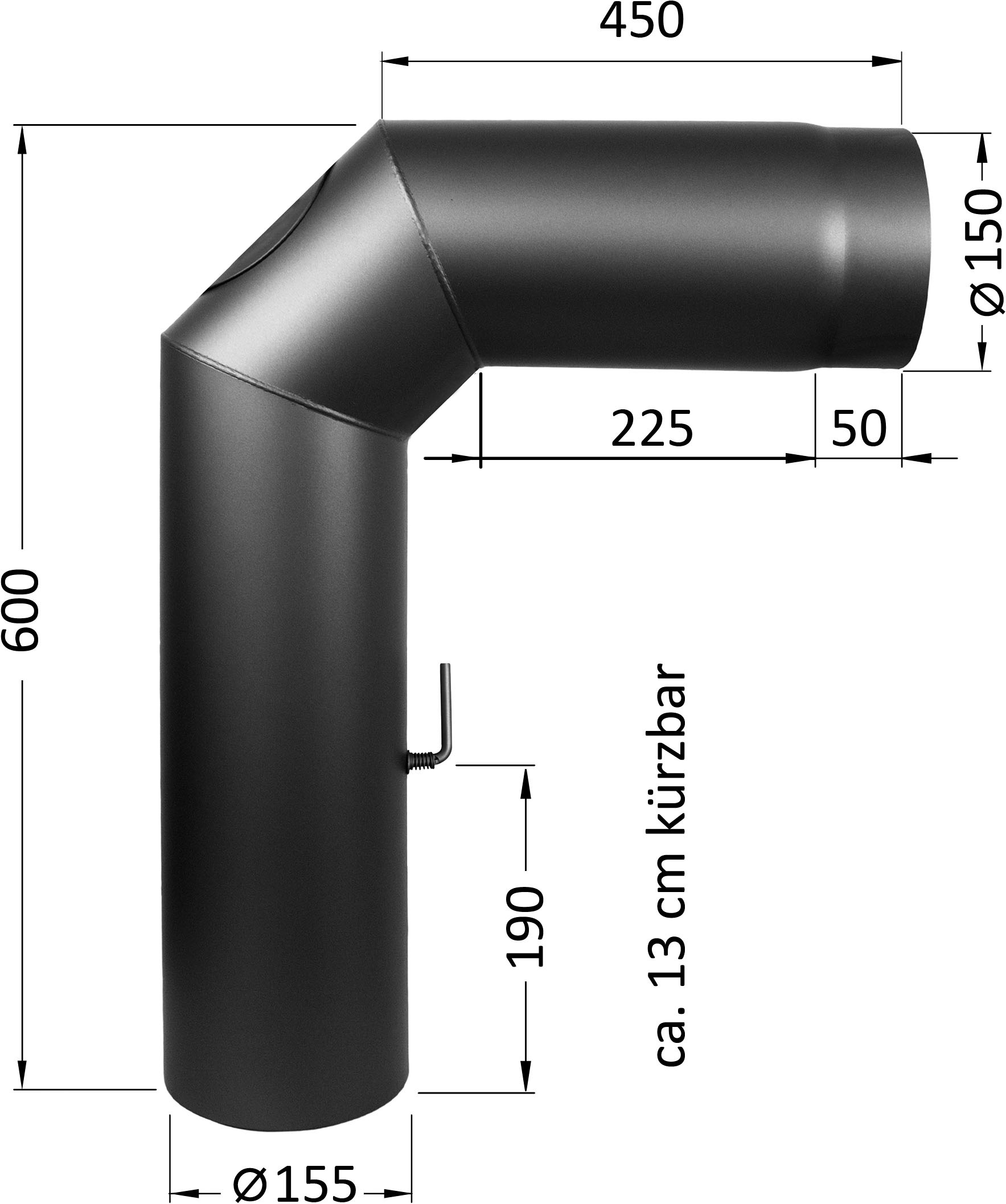 Hanseatic Ofenrohr »Rauchrohranschlußset, 150 mm ø, schwarz« 3 tlg.