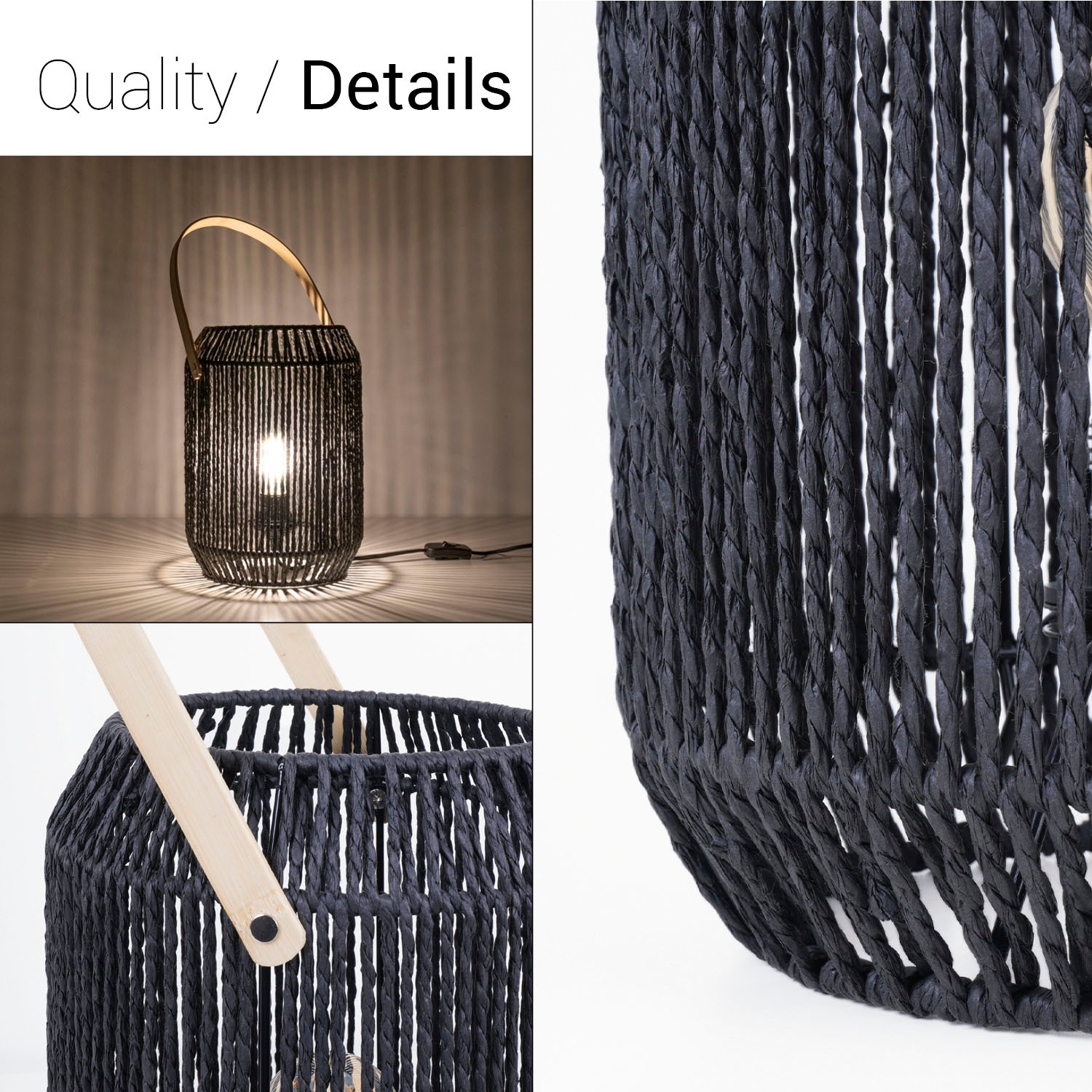 Paco Home Tischleuchte »NANDO« E27 Tischlampe Schreibtischlampe Beistelltisch Lampenschirm Boho Korb E27