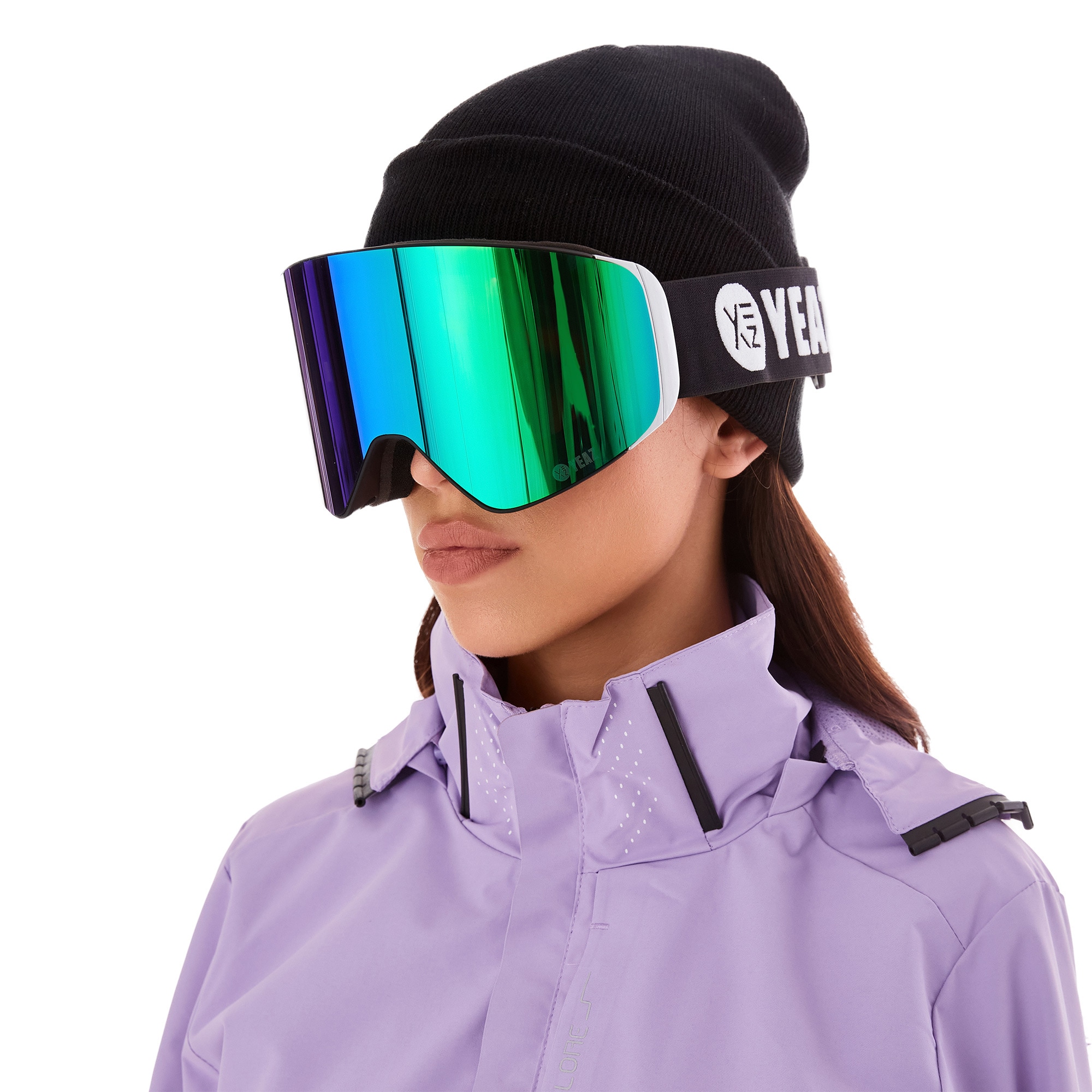 YEAZ Snowboardbrille »Magnet-Ski-Snowboardbrille grün verspiegelt/silber APEX«
