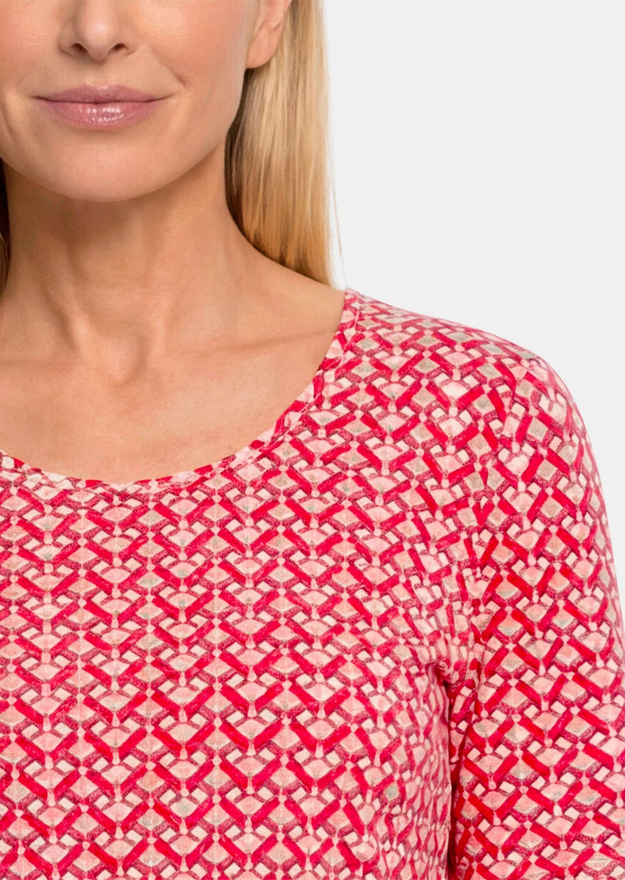 GOLDNER Kurzarmshirt »Jersey-Shirt mit Minimal-Rautenmuster« stretchbequemer Viskosejersey